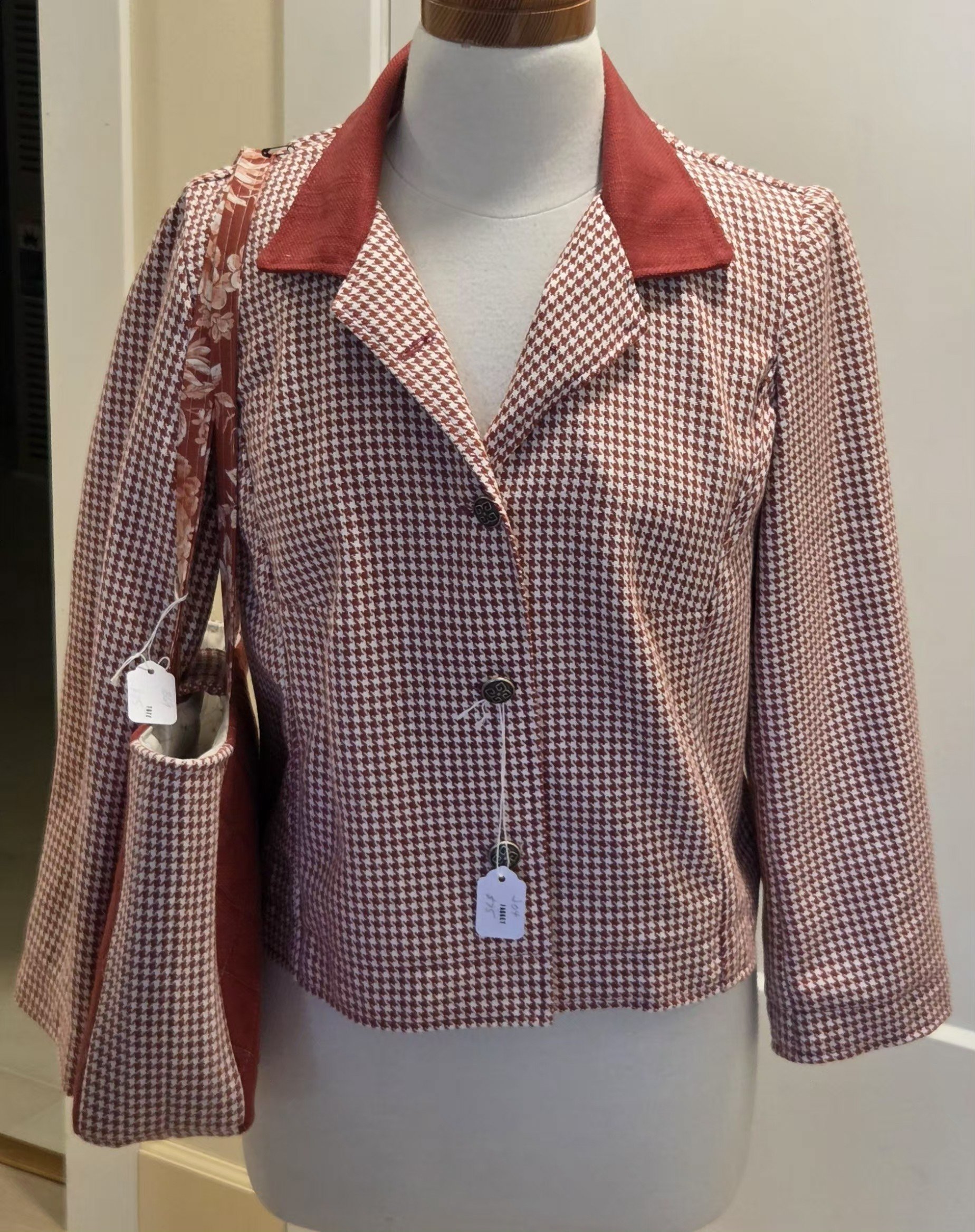 Vintage Houndstooth Jacket and Tote Set