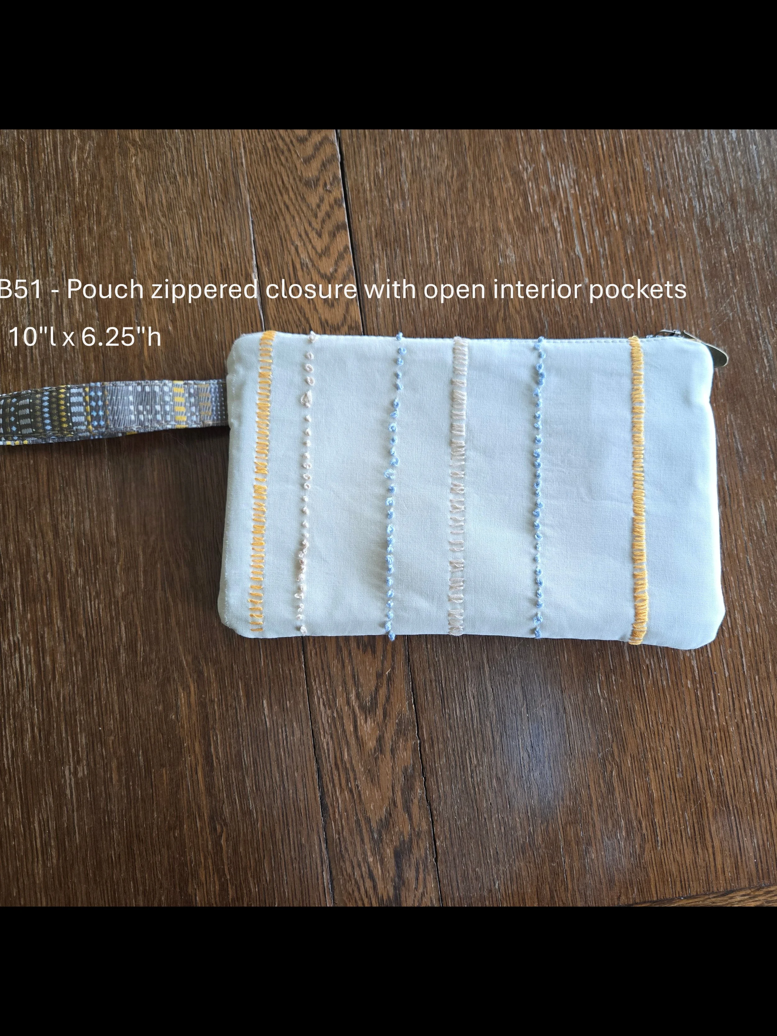 Handcrafted Zippered Pouch with Interior Pockets
