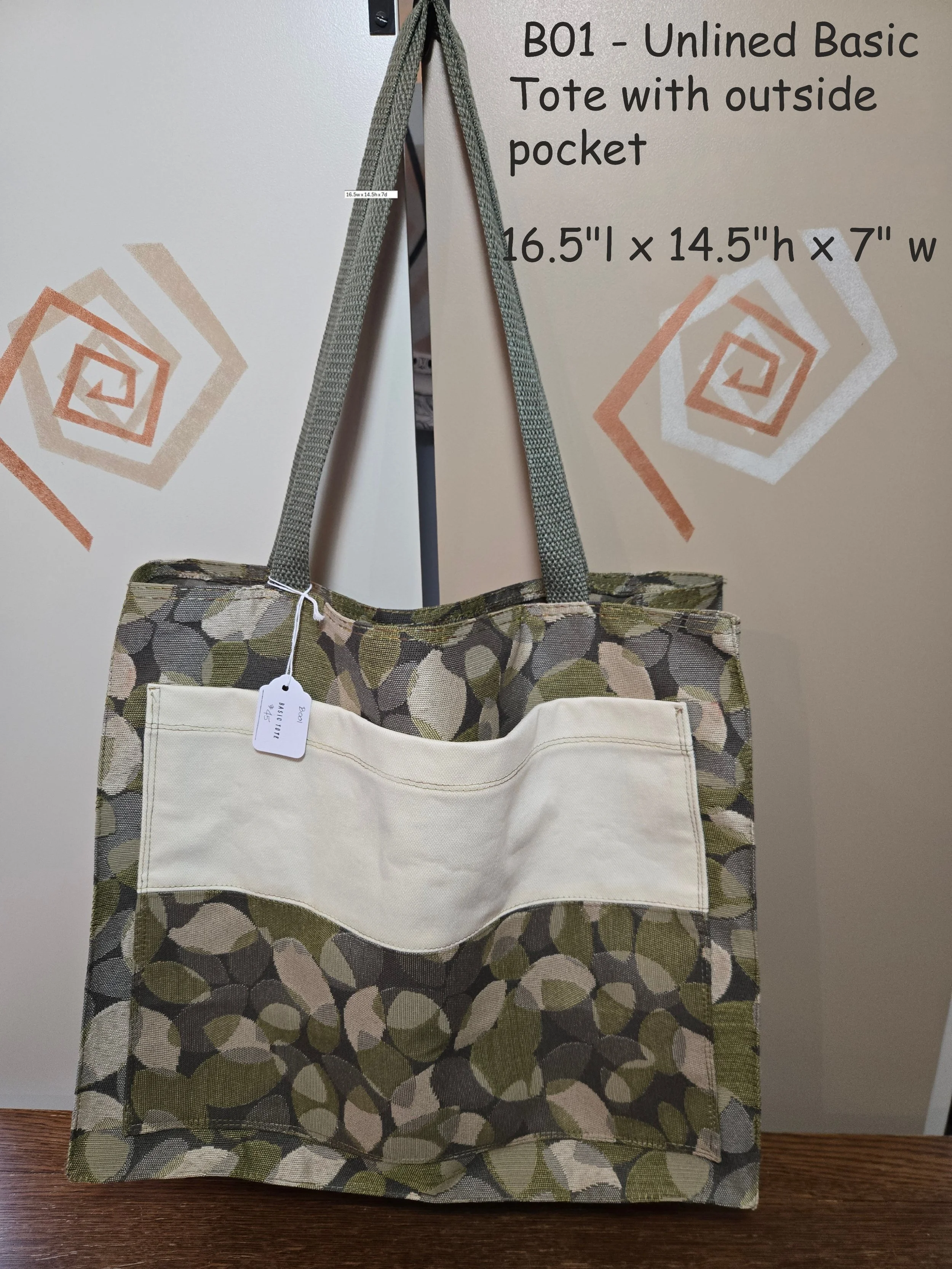 Earthy Green Unlined Tote with Pocket