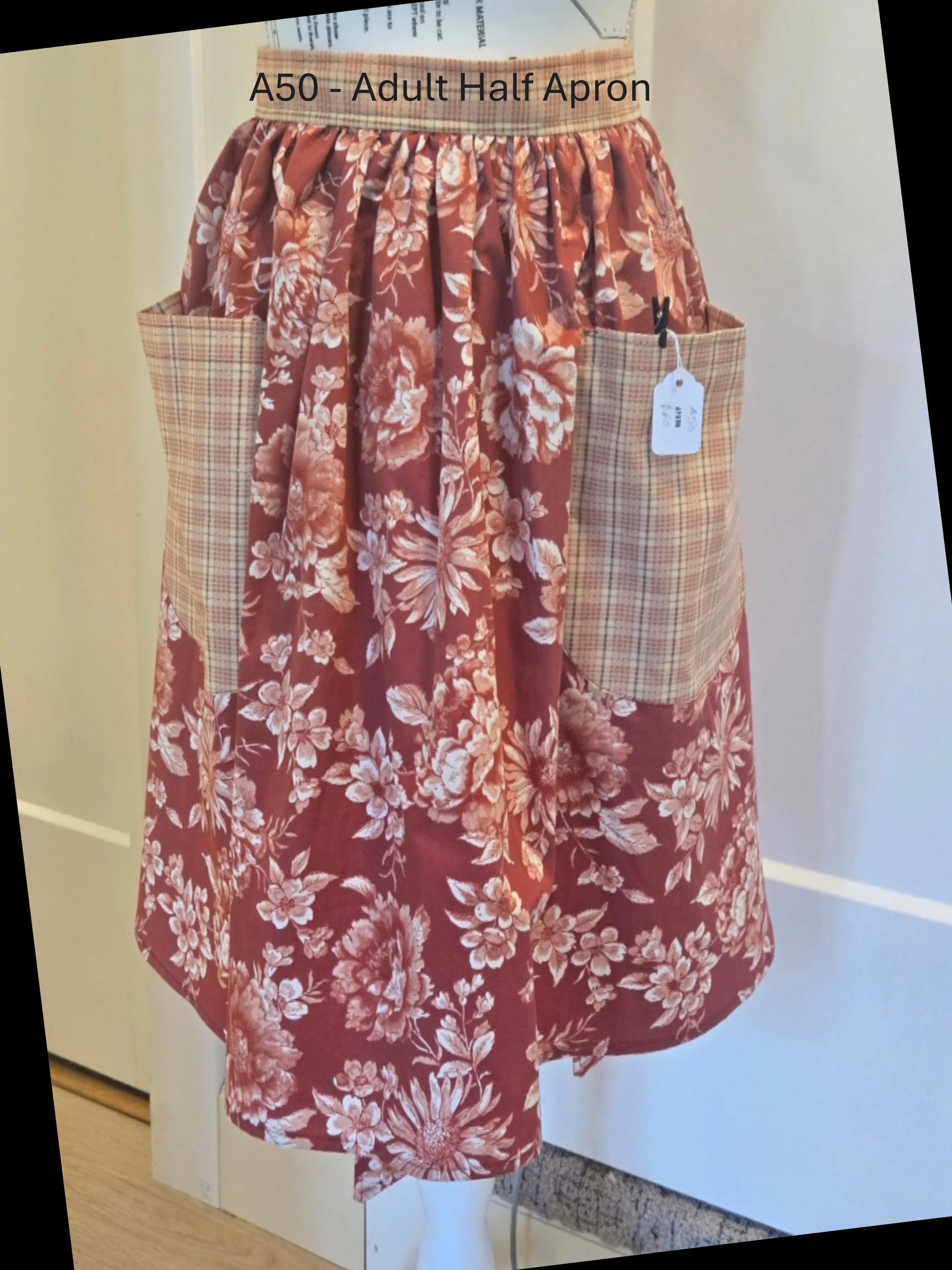 Chic Floral Adult Half Apron with Pockets
