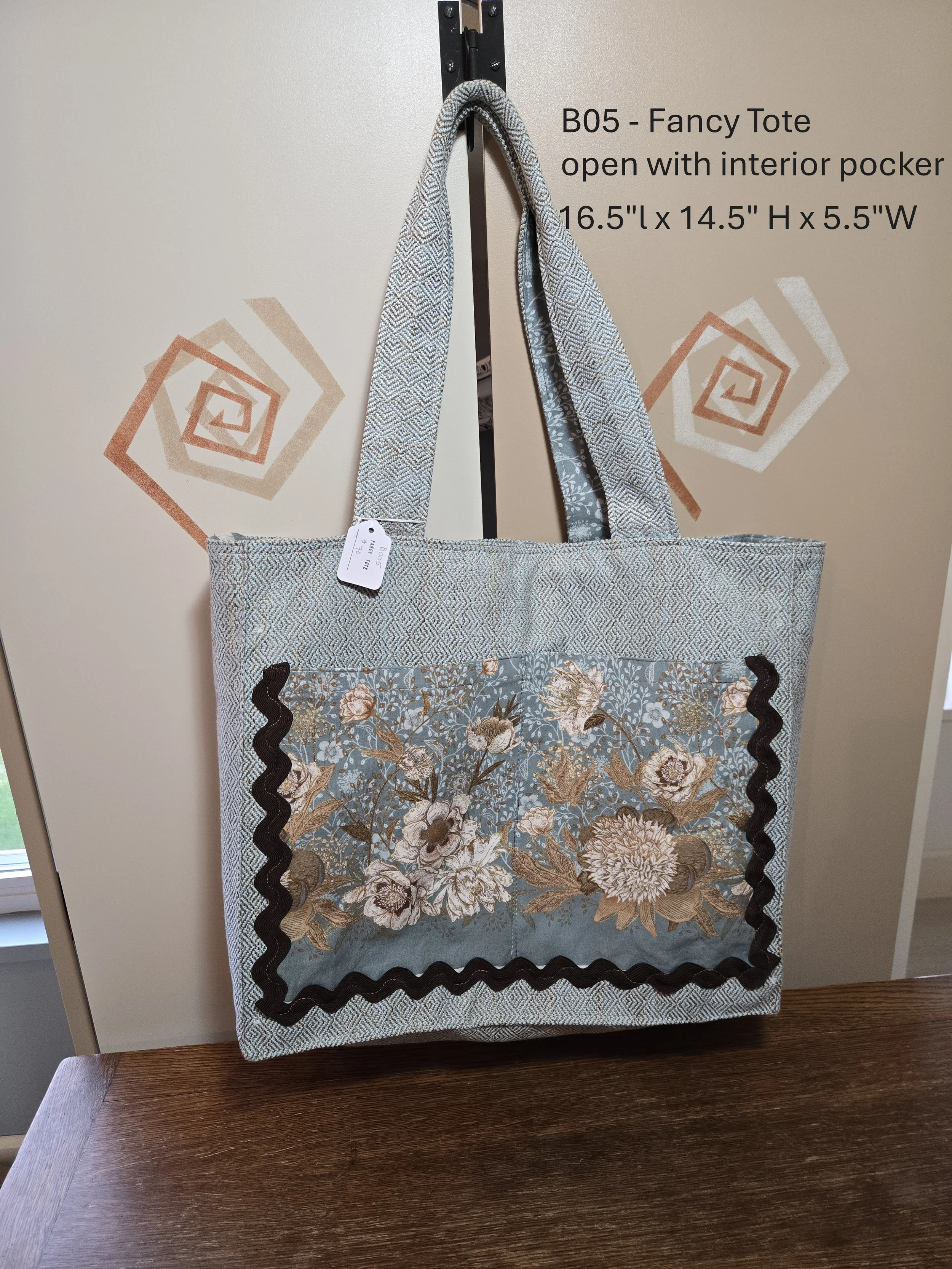 Fancy Floral Tote Bag with Interior Pocket