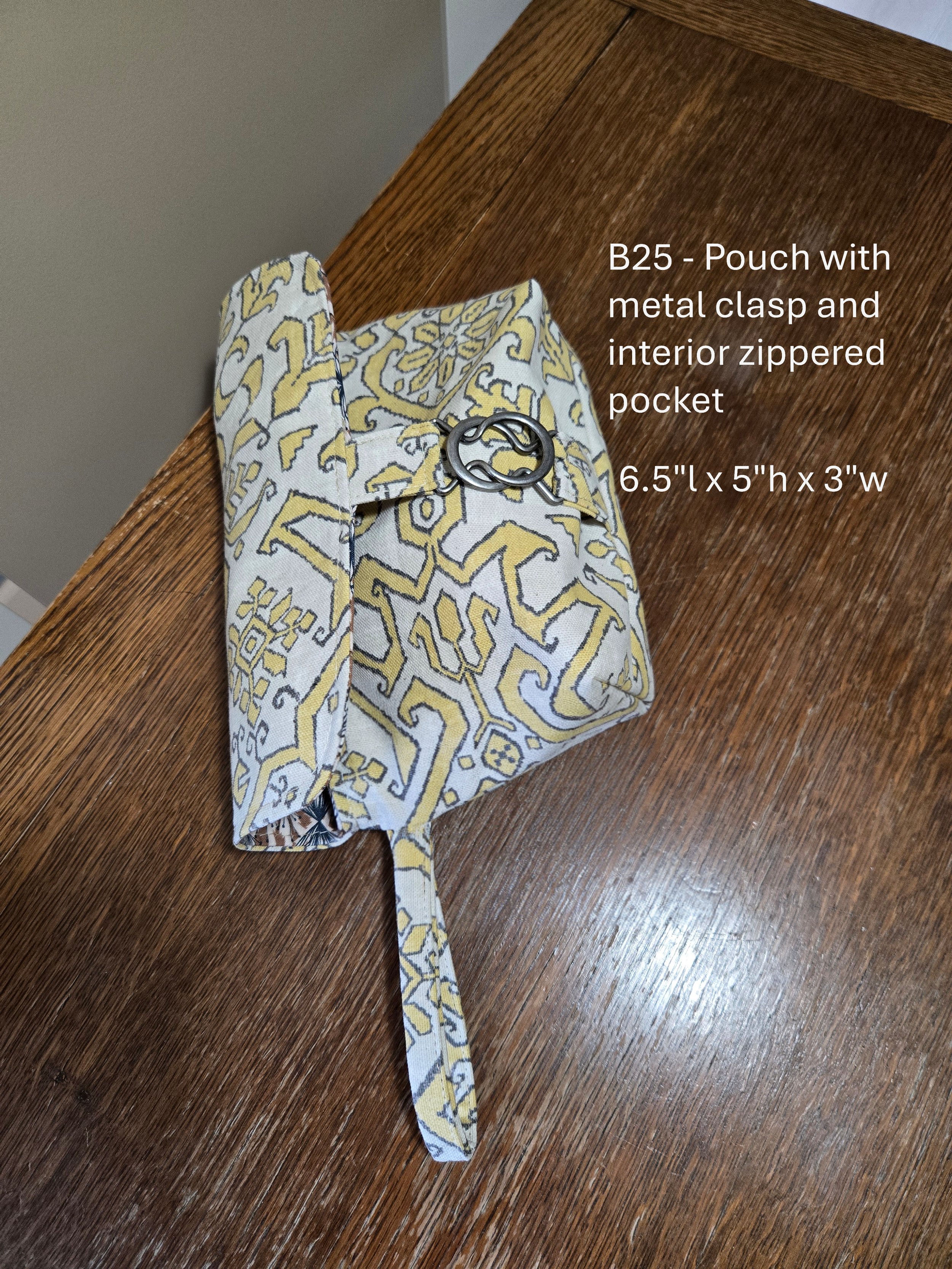 Elegant Hand-Crafted Pouch with Metal Clasp