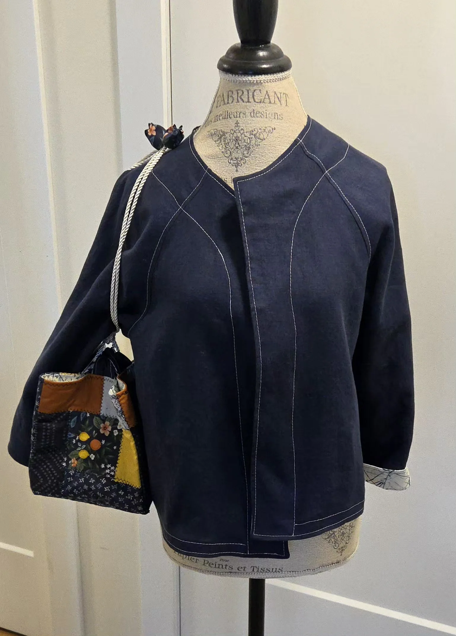 Artisan Indigo Jacket with Patchwork Bag