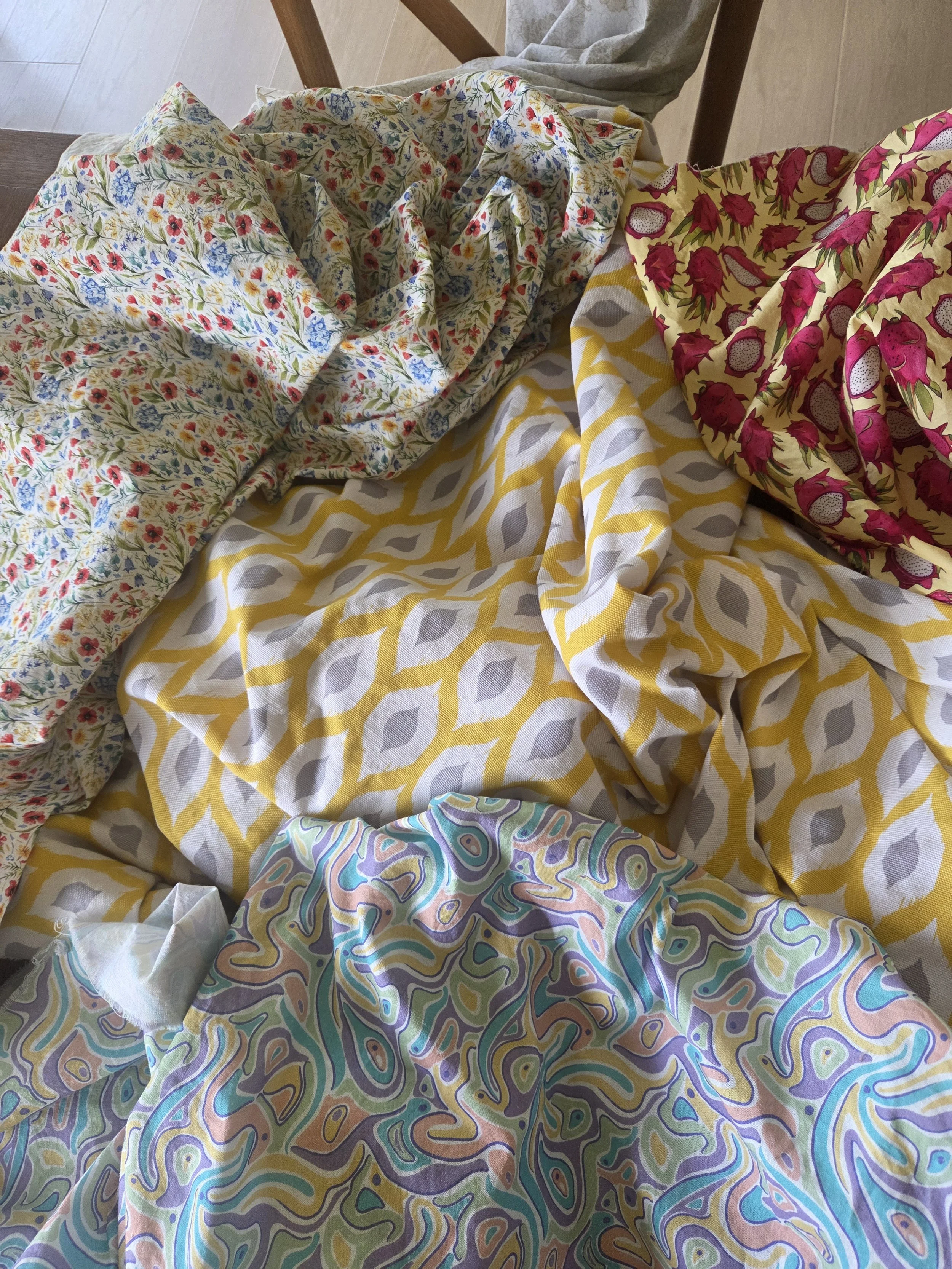 colorful fabric pieces example of material used