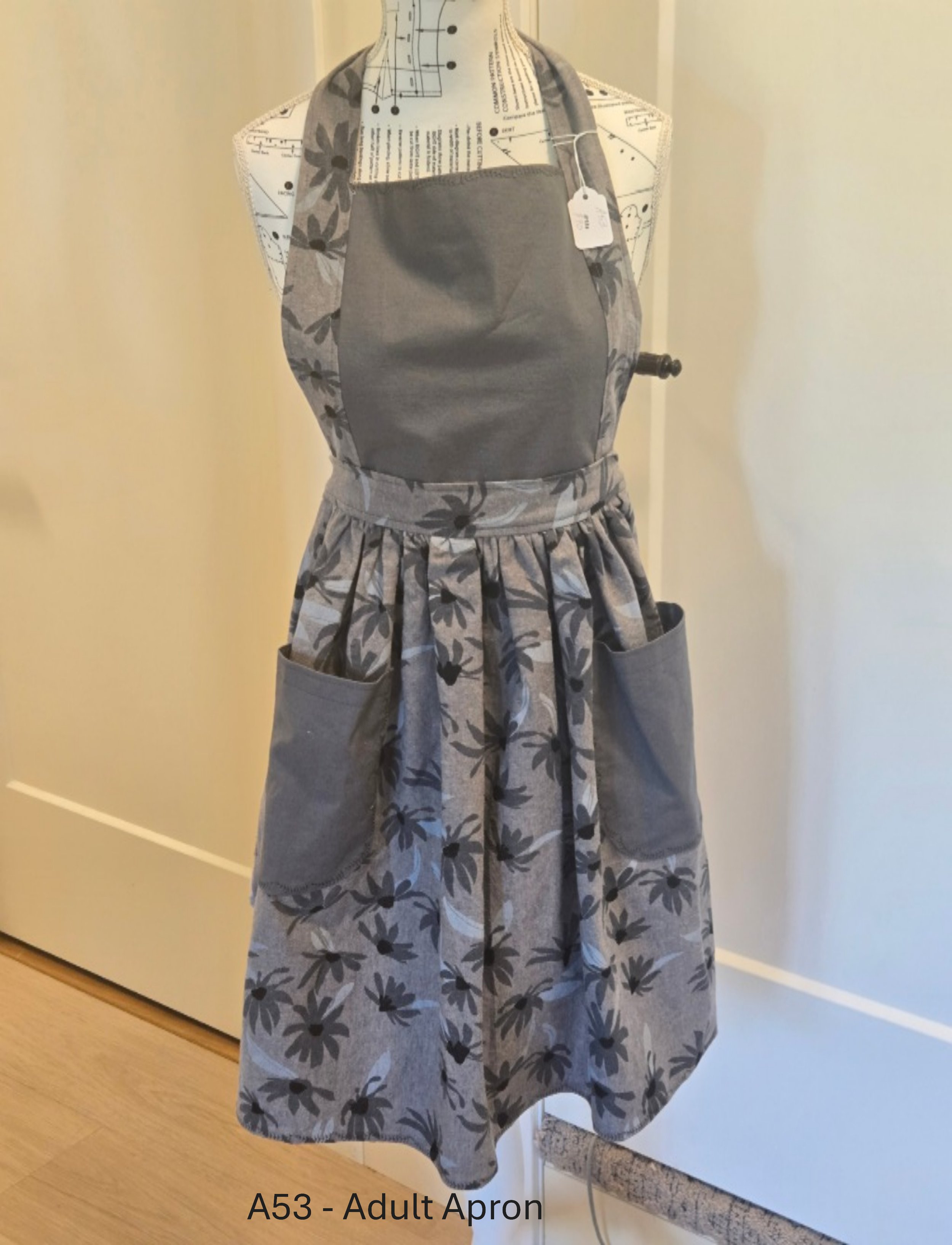 Floral Gray Kitchen Apron