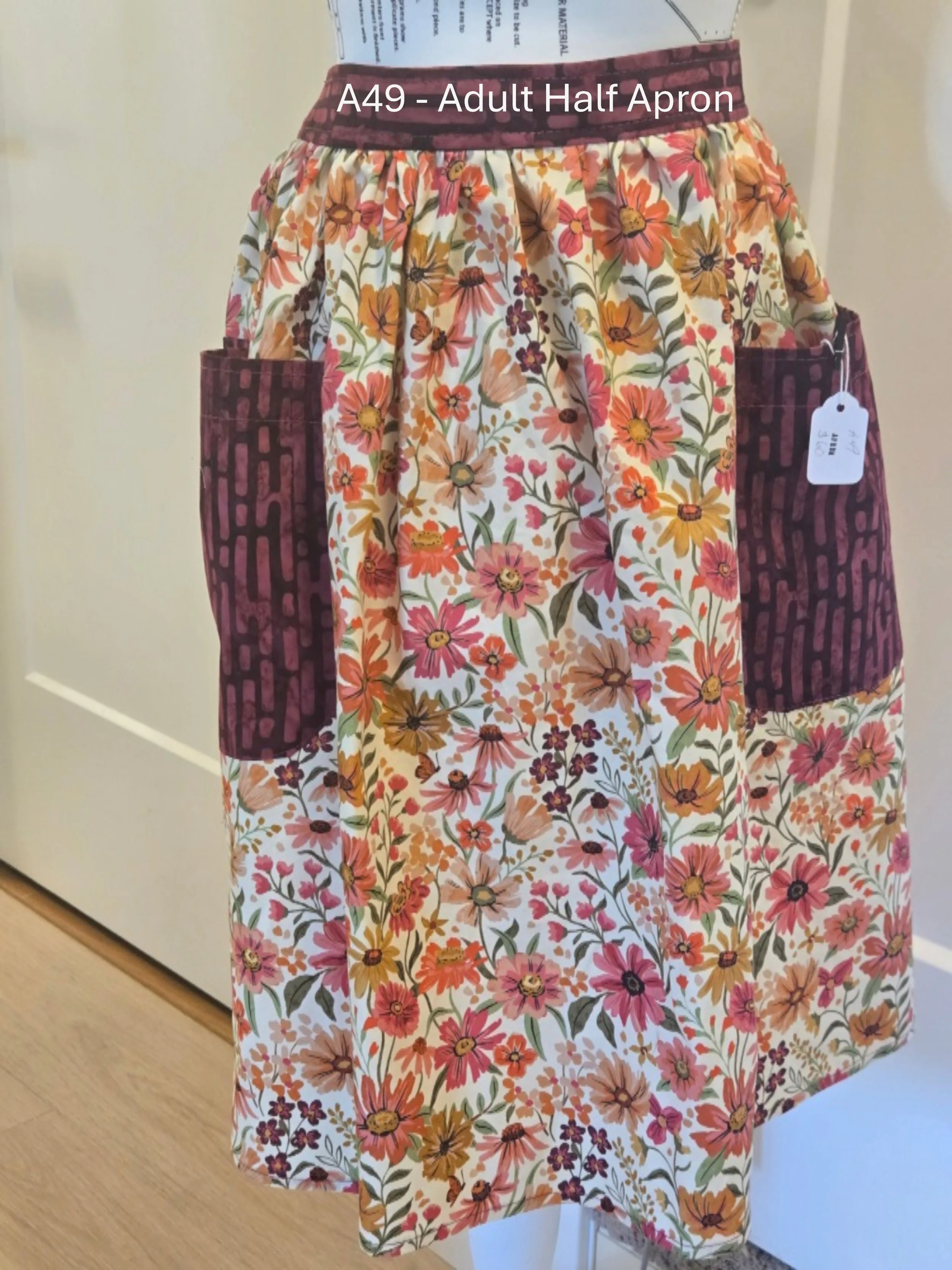 Floral Elegance Adult Half Apron