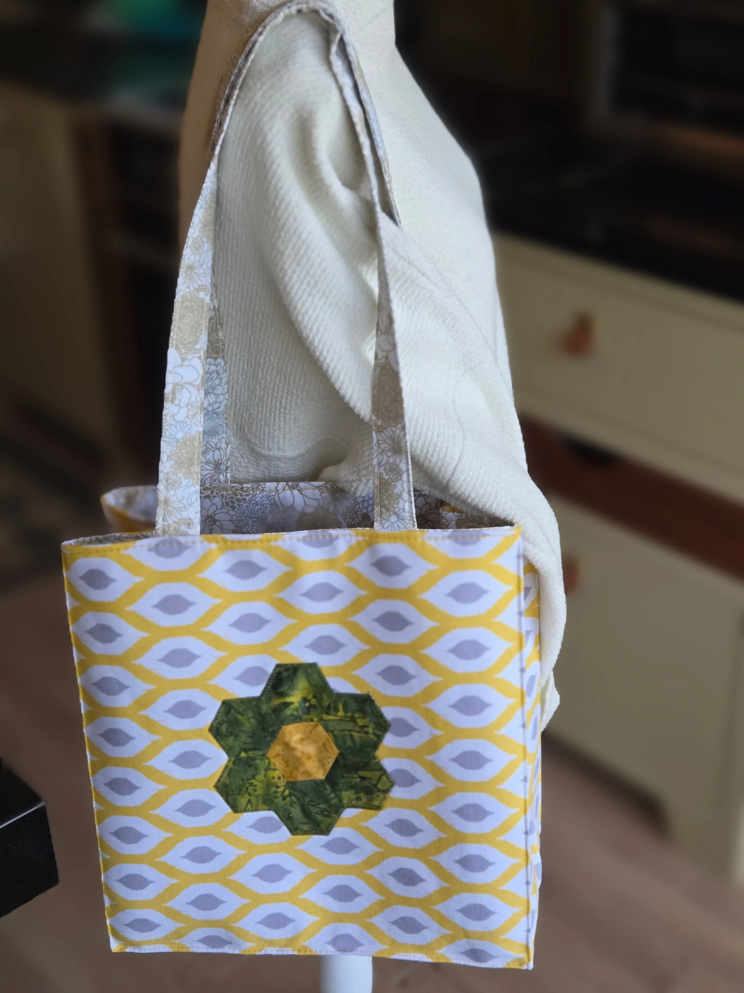 Handcrafted Floral Geometric Tote