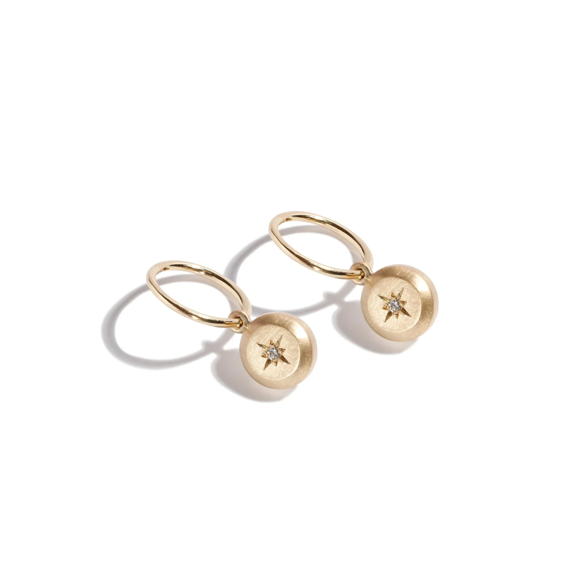 SINGLE COIN DIAMOND CHARM EARRING