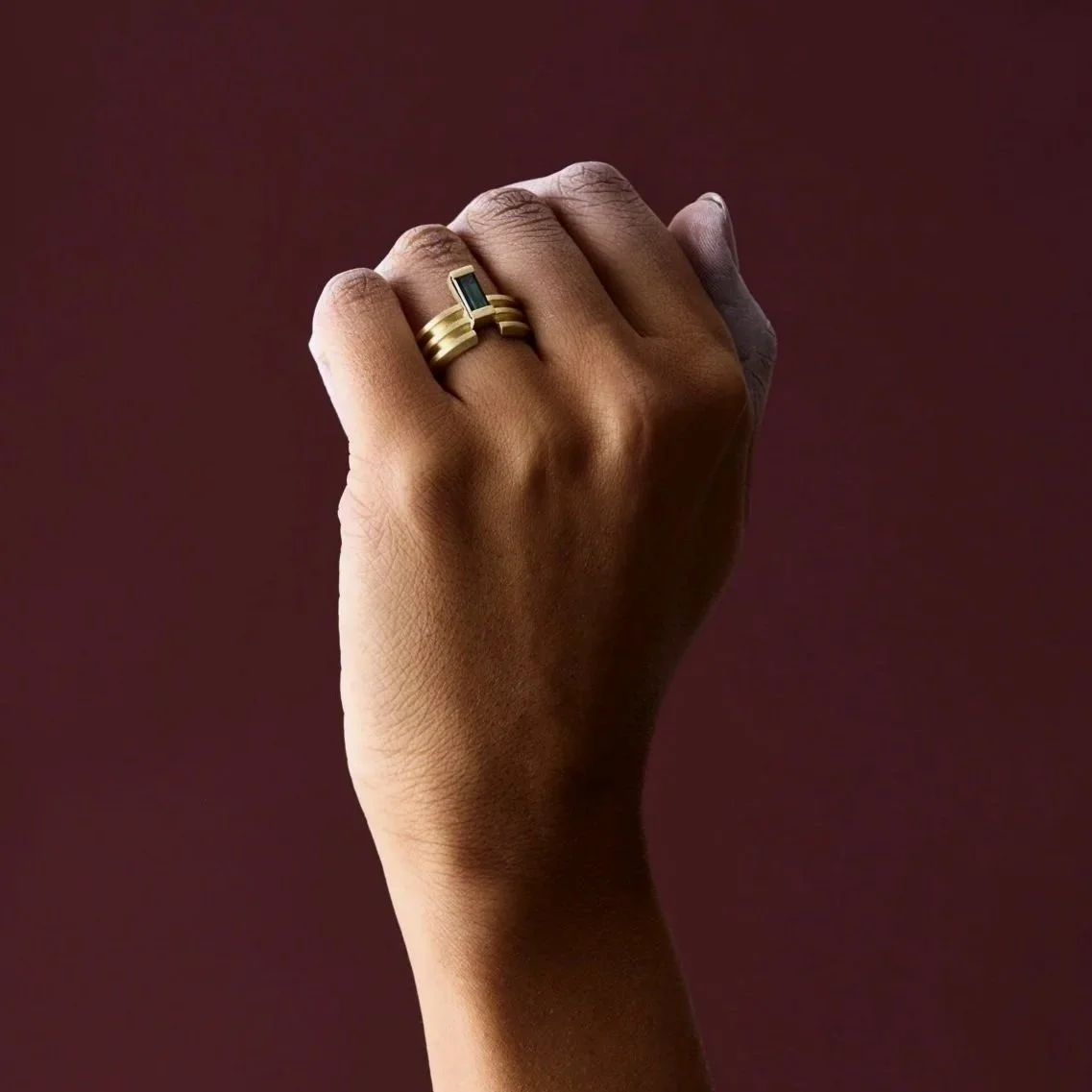 Off Set Sapphire Ring