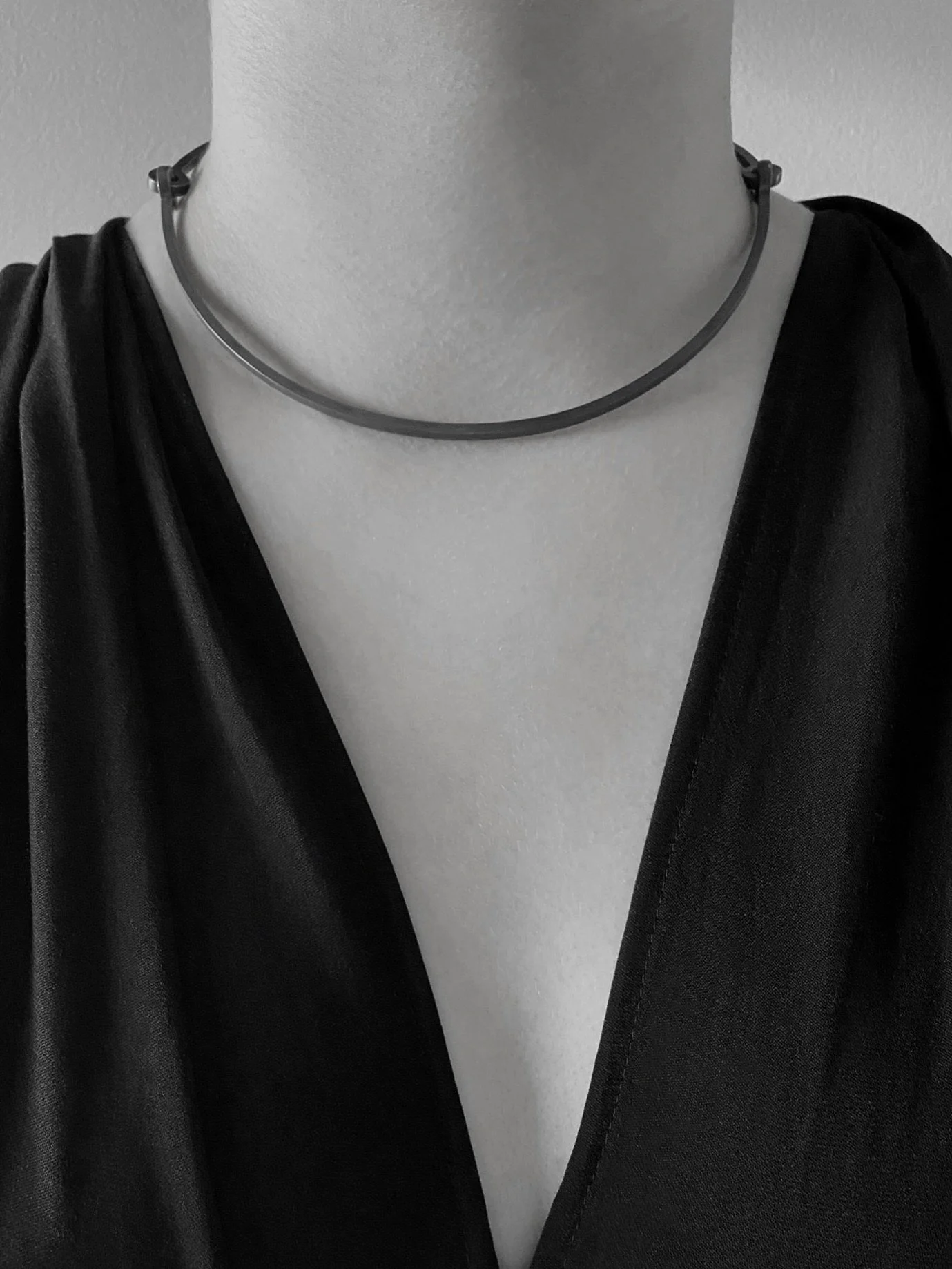 The Half Circle Choker. A study in balance &amp; restraint.
Handmade in solid sterling silver, finished with a custom clip clasp. 
Strong, simple and designed for everyday wear.
Only one available, with a choice of a matte or blackened finish. 

www.
