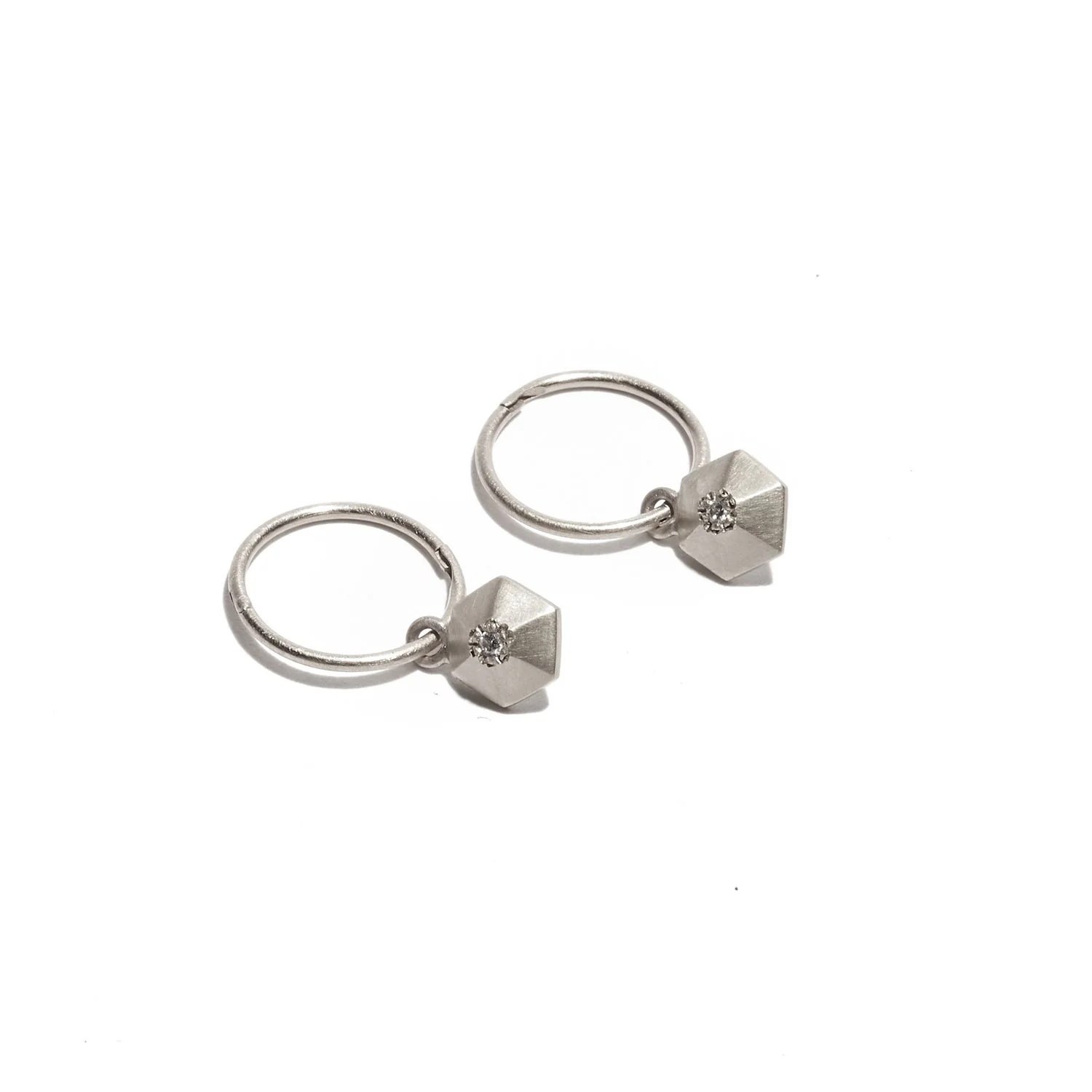 HEXAGON DIAMOND CHARM EARRINGS