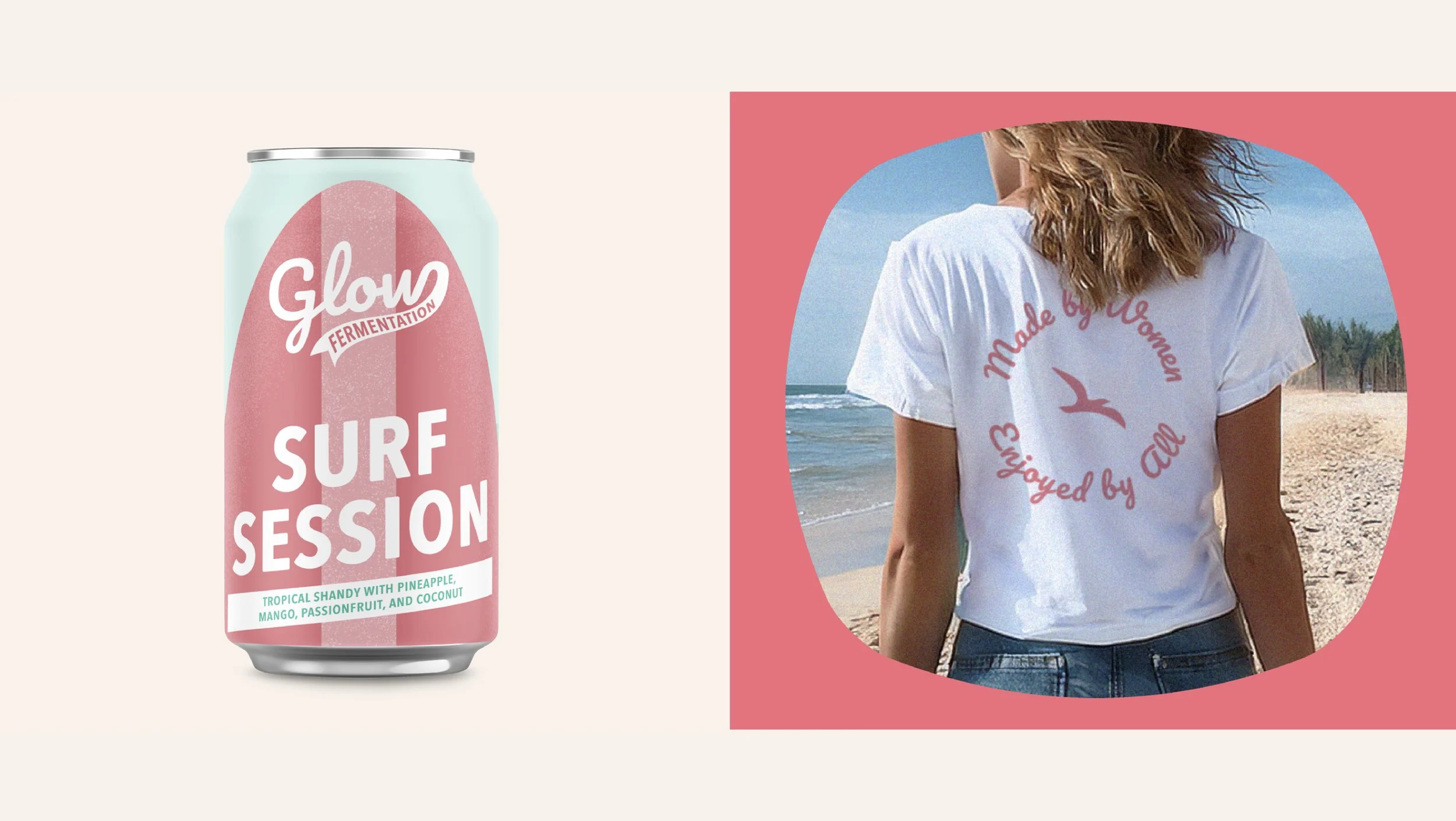 Pink T shirt design and beer label design for woman-owned brewery