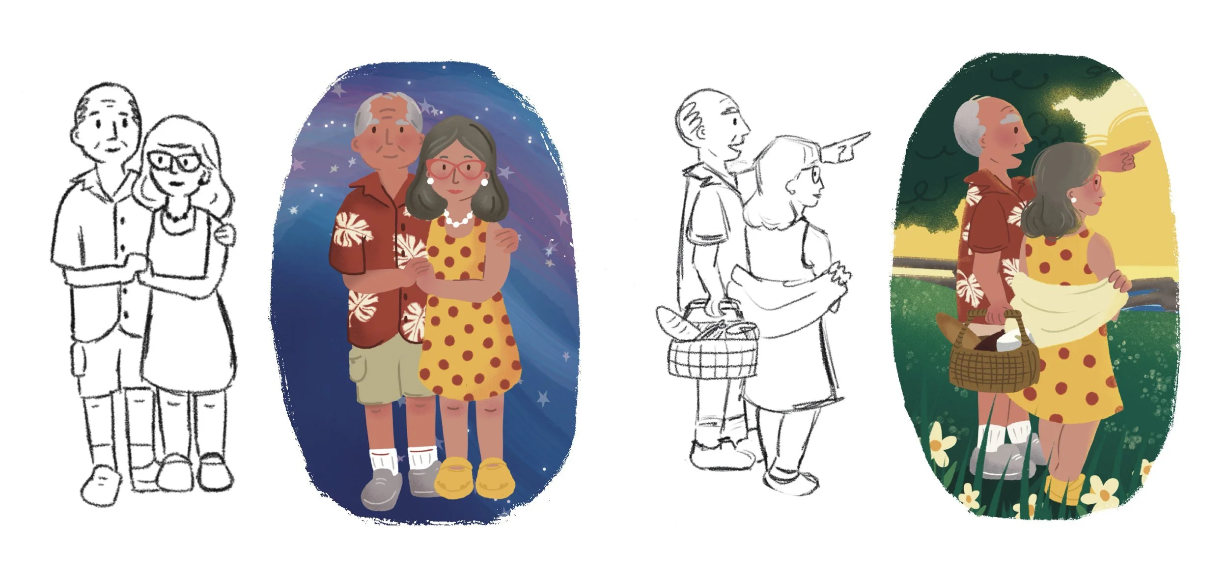 Rough draft illustrations vs final draft illustrations