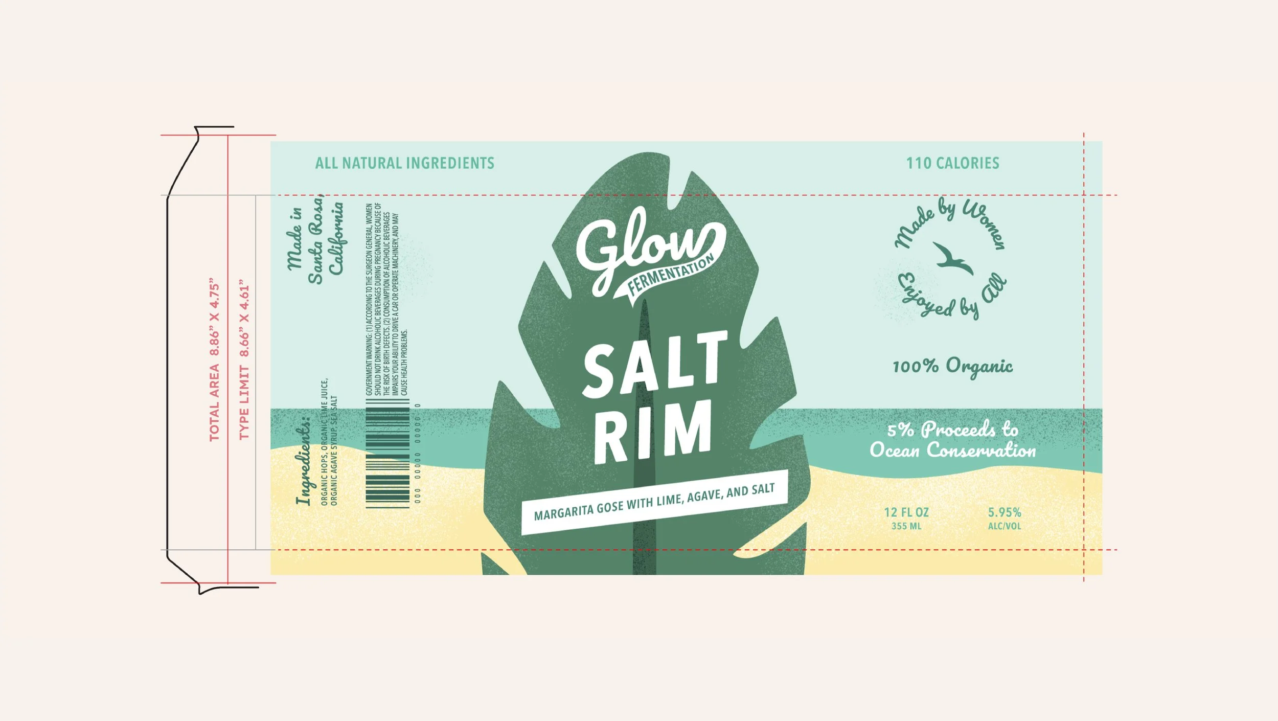 Illustrated can label design for woman-owned brewery