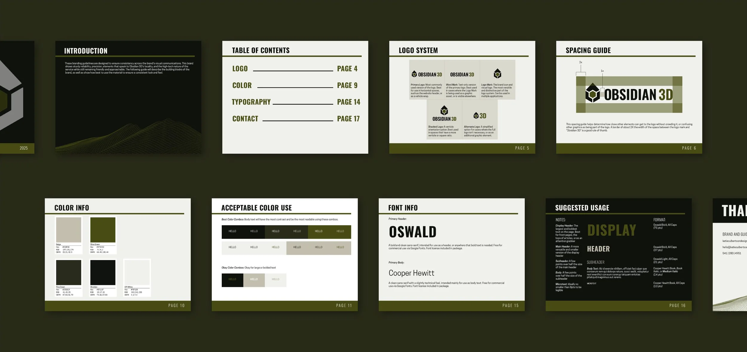 Detailed green white and black brand guidelines for tech business