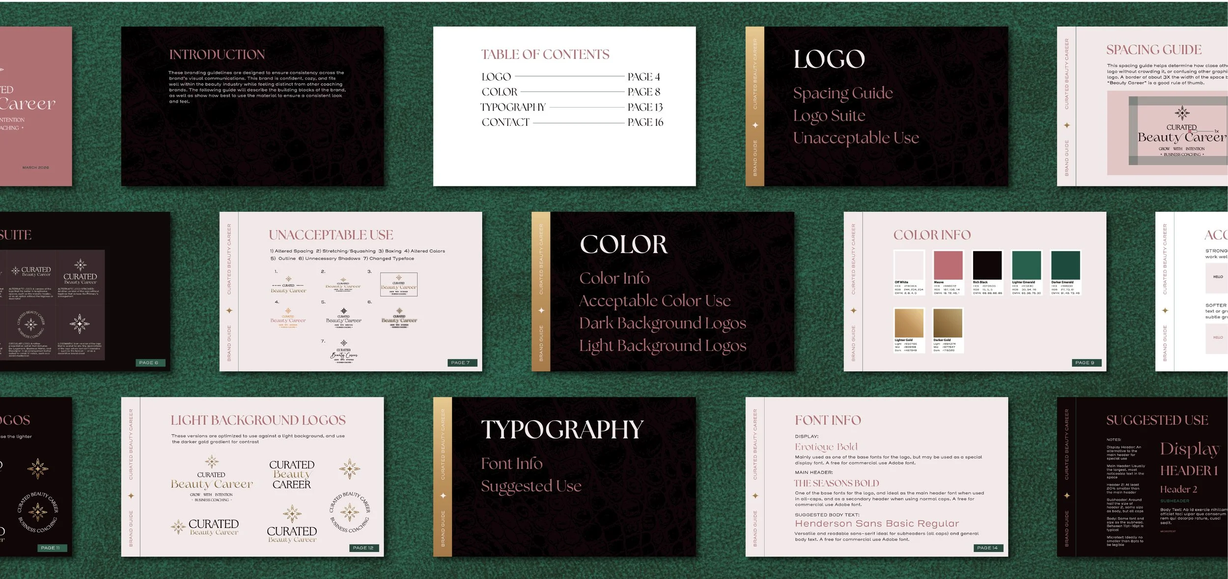 Detailed brand guidelines for coaching business brand