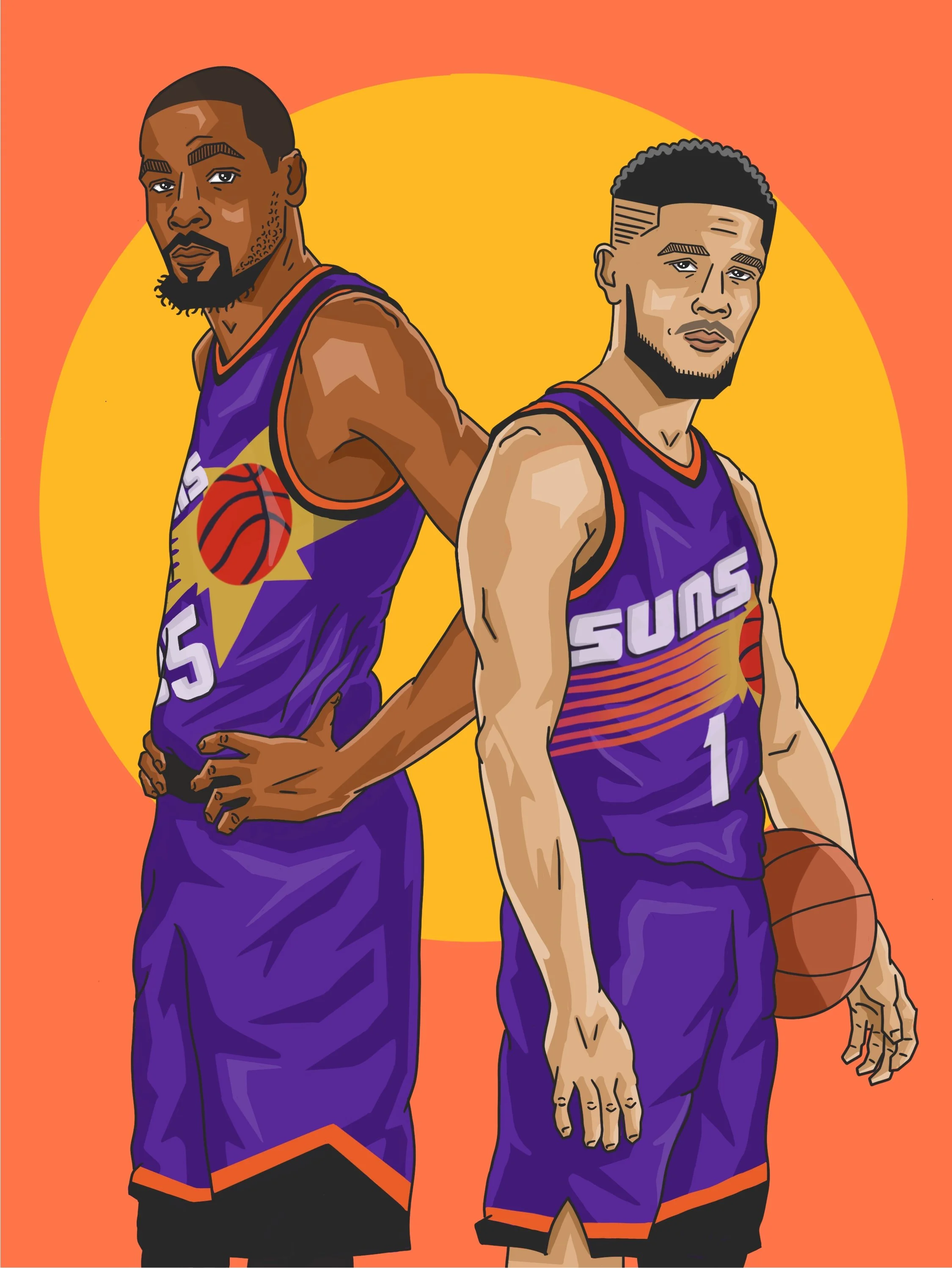 Kevin Durant and Devin Booker Suns Illustration
