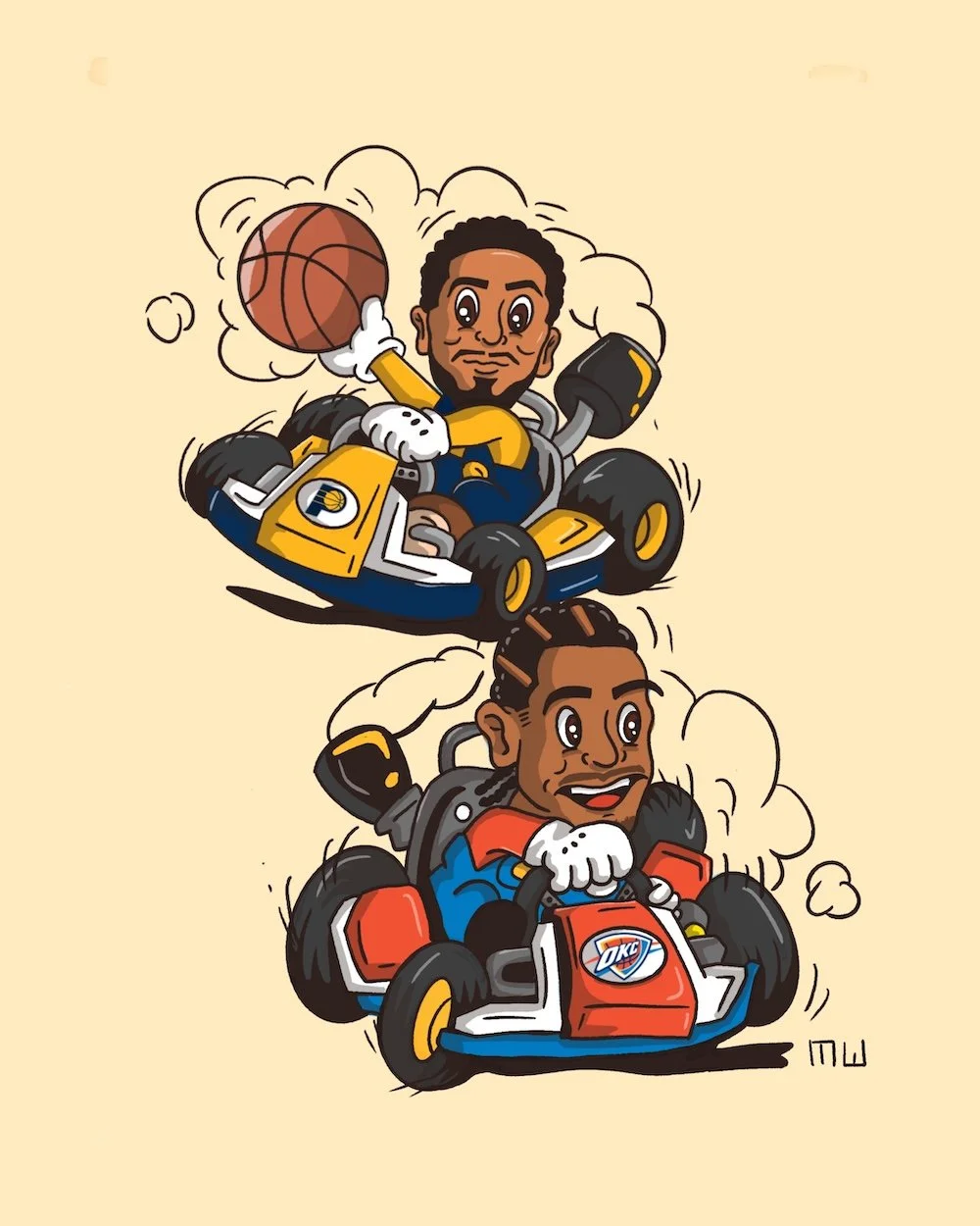 SGA and Hali Mario Kart Illustration
