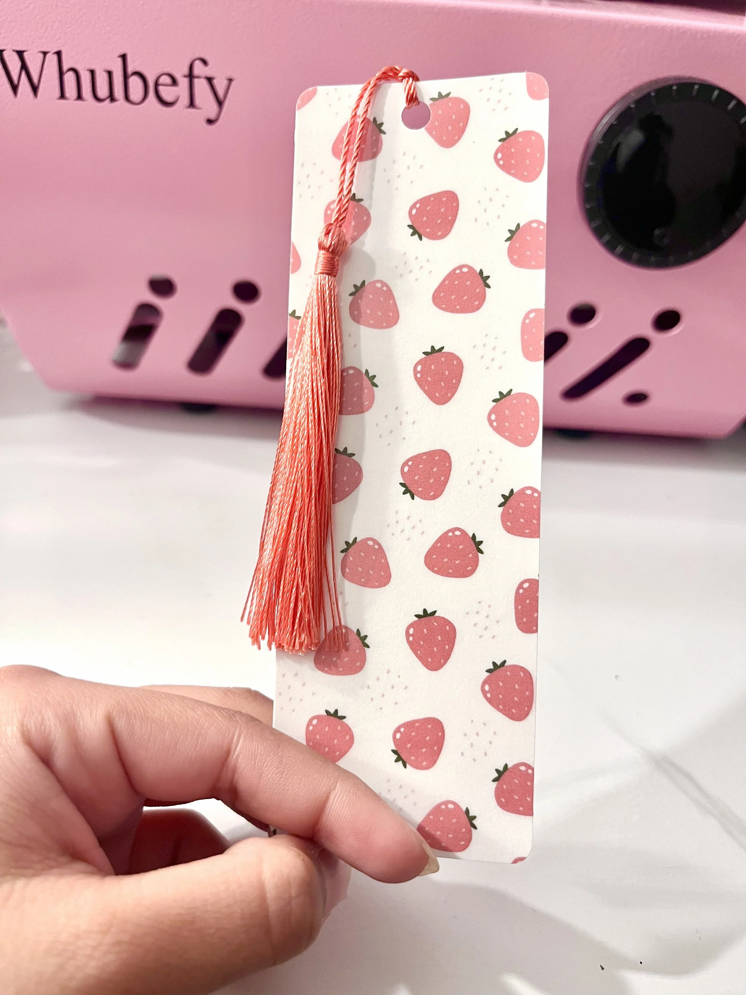 Girly Strawberry Bookmark W_Tassel.jpg