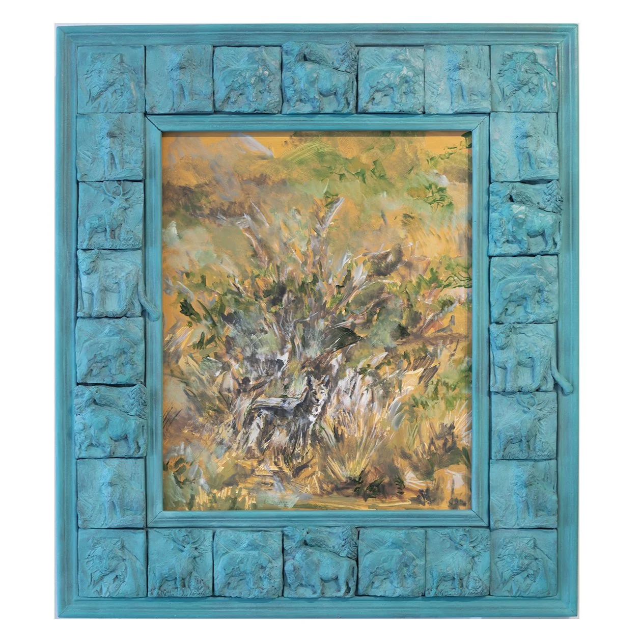 Coyote
oil on panel with cast plaster and wood frame 32.5" x 37” 2018

Private Collection