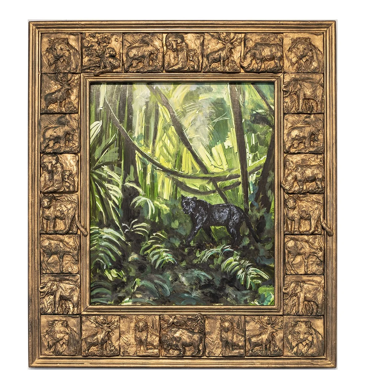 Black Jaguar
oil on panel with cast plaster and wood frame 32.5” x 37” 2018

Private Collection