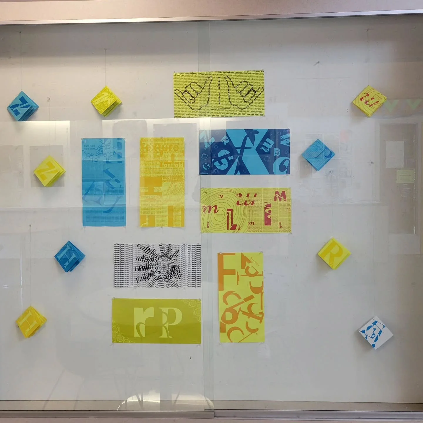 My work alongside bestie @pristinegem.art! and Type 1 classmates. Texture Pattern Zine Project. Displayed in Frost Arts Center. Type 1. Made in Illustrator.