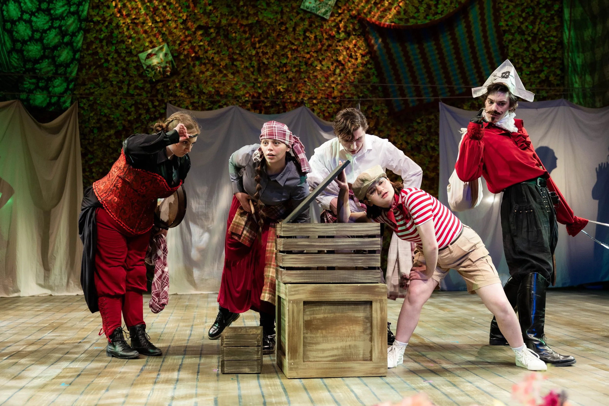 Shannon Callaghan, Ally Agnellino, and Tommy DeVito as Pirates; Isabella Marin as Mr Smee; and Shawn Laub as Captain Hook