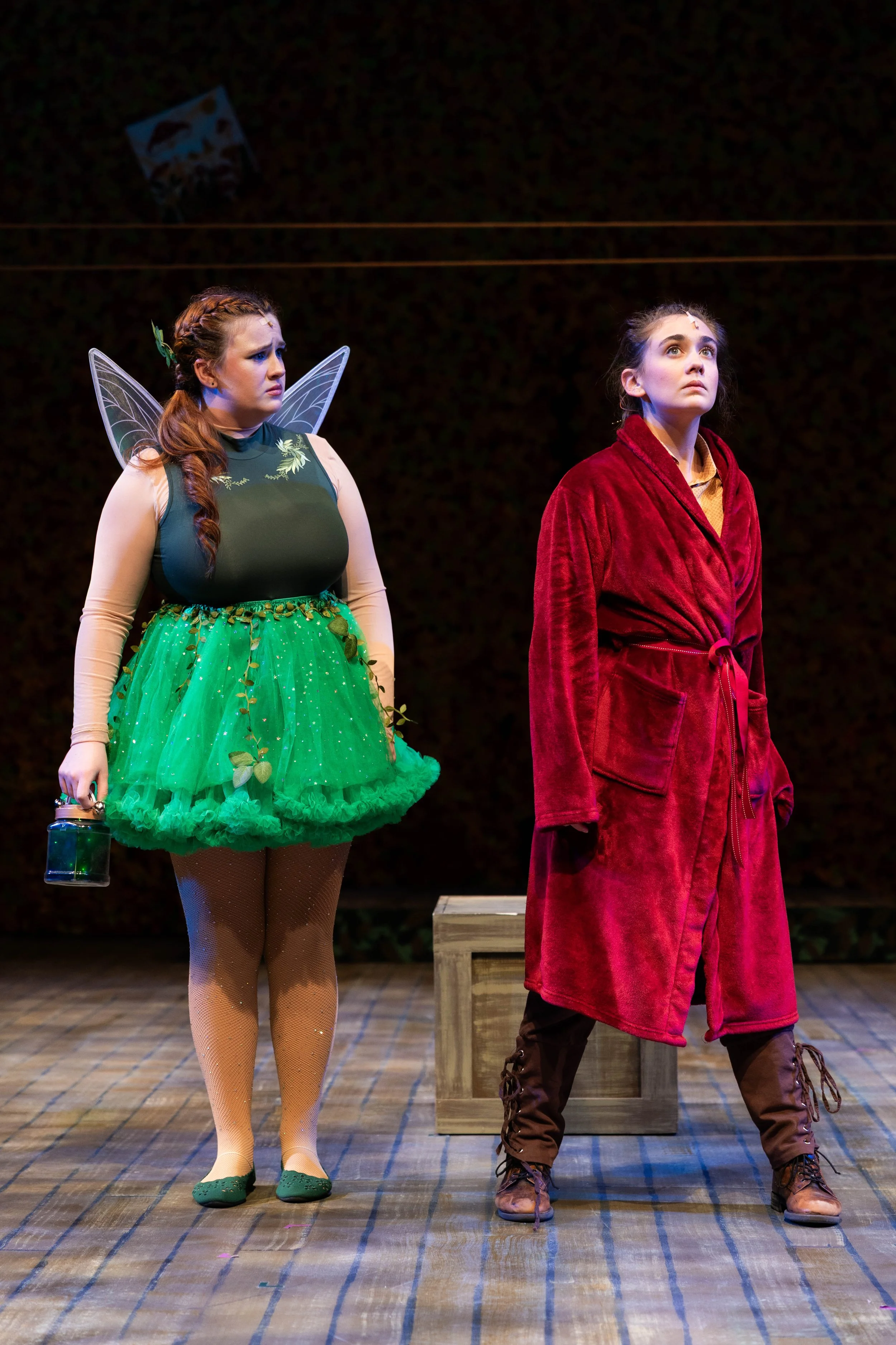 Cait Kaiser as Tinker Bell and Sophia Twohig as Peter