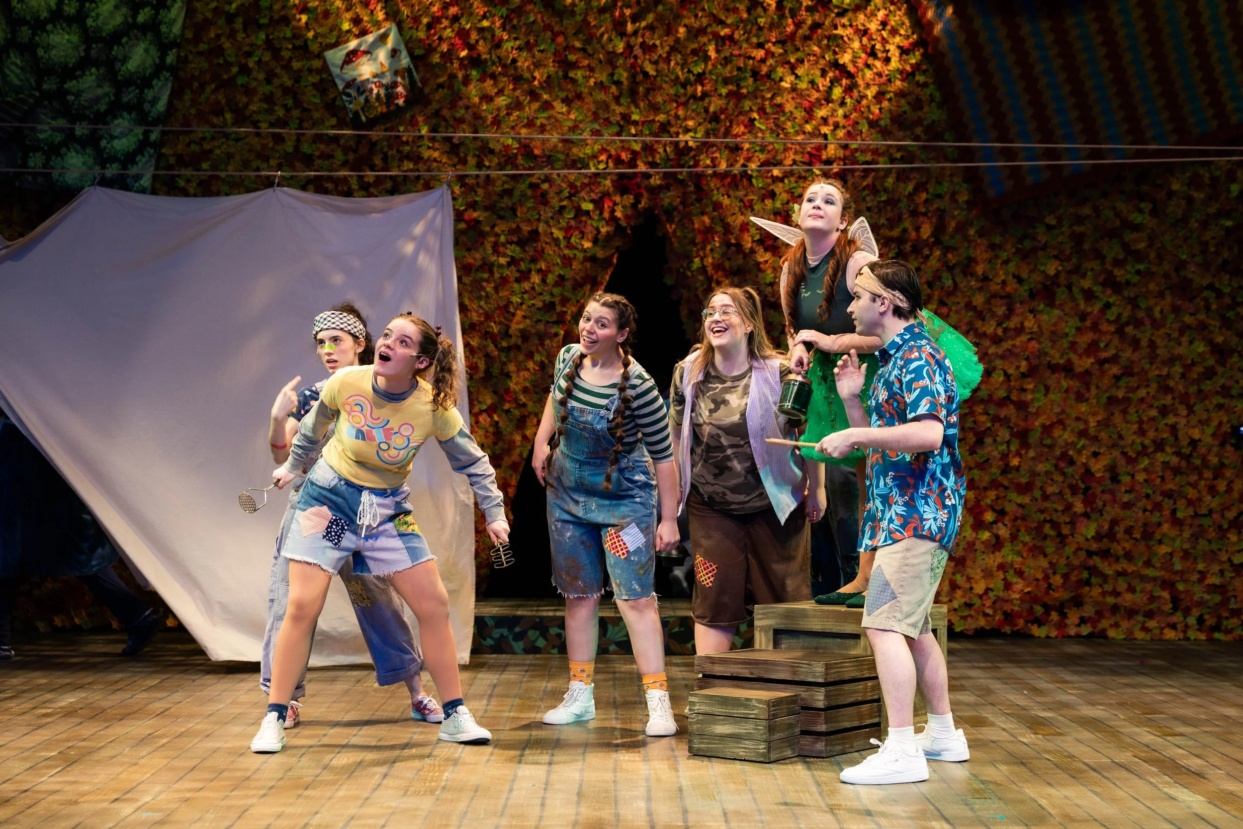 Mariana Marcel as Slightly, Liv Mills as Curly, Ally Agnellino as Twin 1, Grace Curry as Tootles, Cait Kaiser as Tinker Bell, and Tommy DeVito as Twin 2