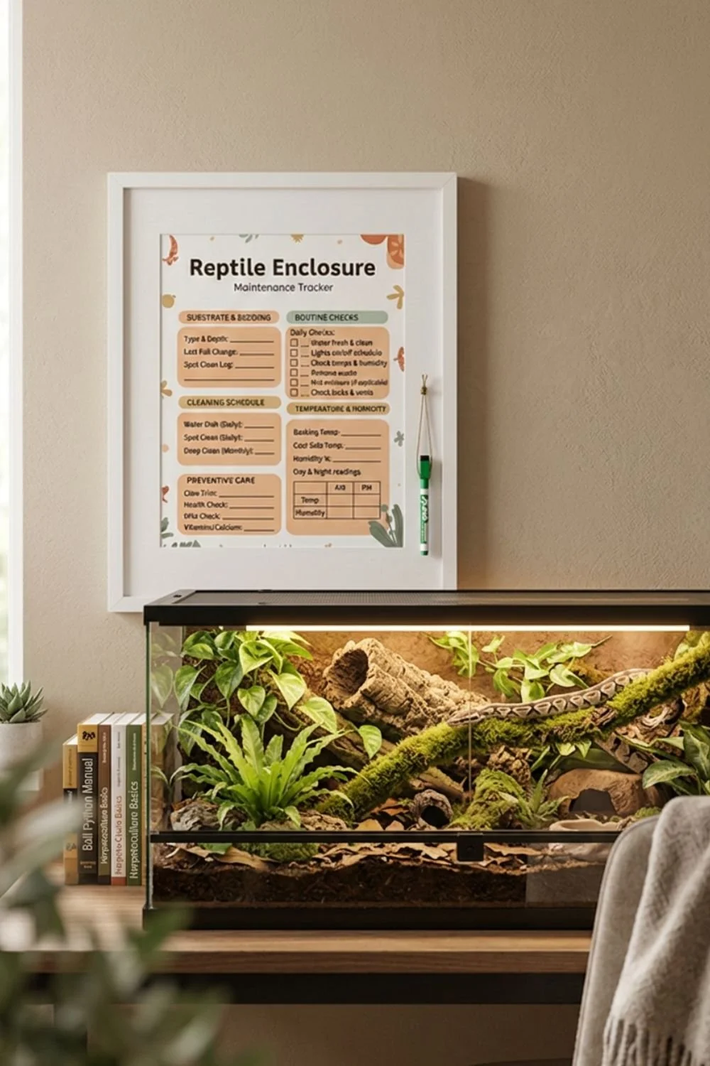 Reptile enclosure maintenance tracker printable