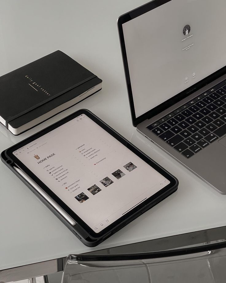 Flatlay workspace content created by Sociale, showcasing digital tools for social media management, content planning, and brand strategy.