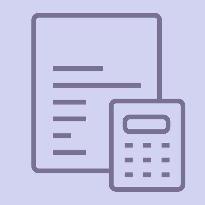 An icon of a document and a calculator.