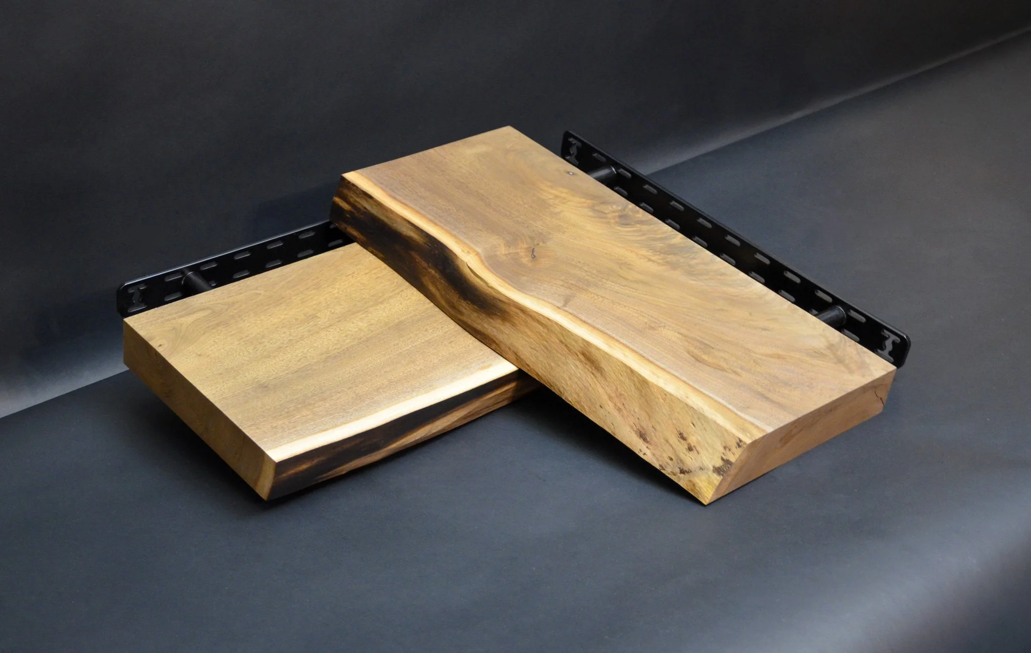 Live-Edge Walnut Floating Shelves