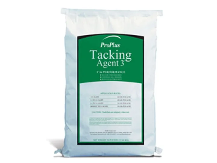 A white bag of ProPlus Tacking Agent 3 agricultural product with green label