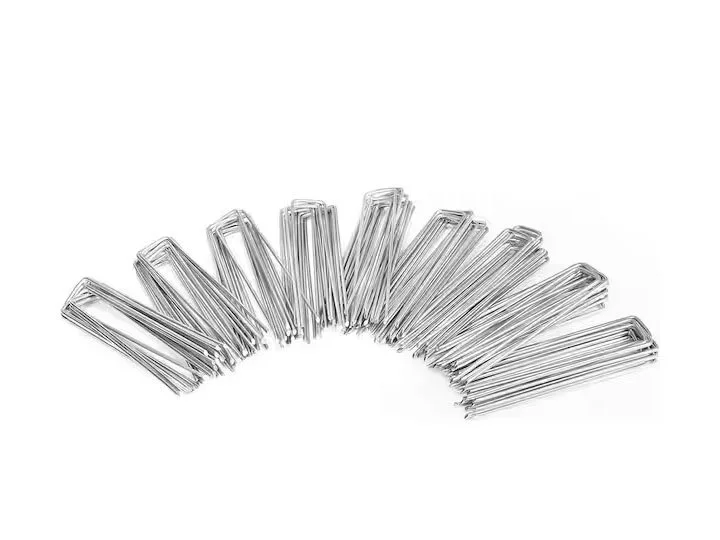 A semi-circle arrangement of metal paper clips on a white background.