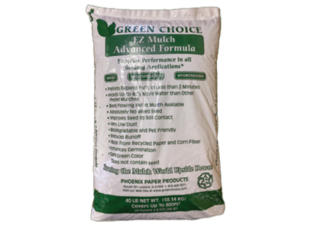 Bag of Green Choice EZ Mulch Advanced Formula soil conditioner with features listed in bullet points.