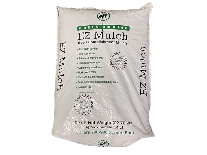 Bag of Green House EZ Mulch seed establishment mulch with specifications