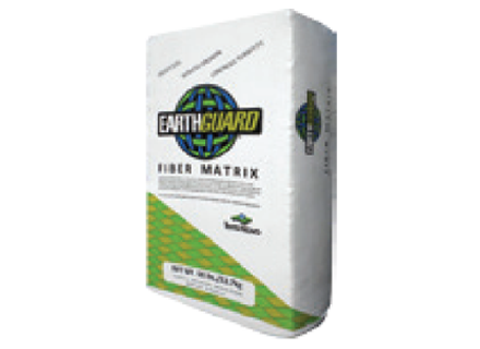 A bag of EarthGuard Fiber Matrix soil amendment.