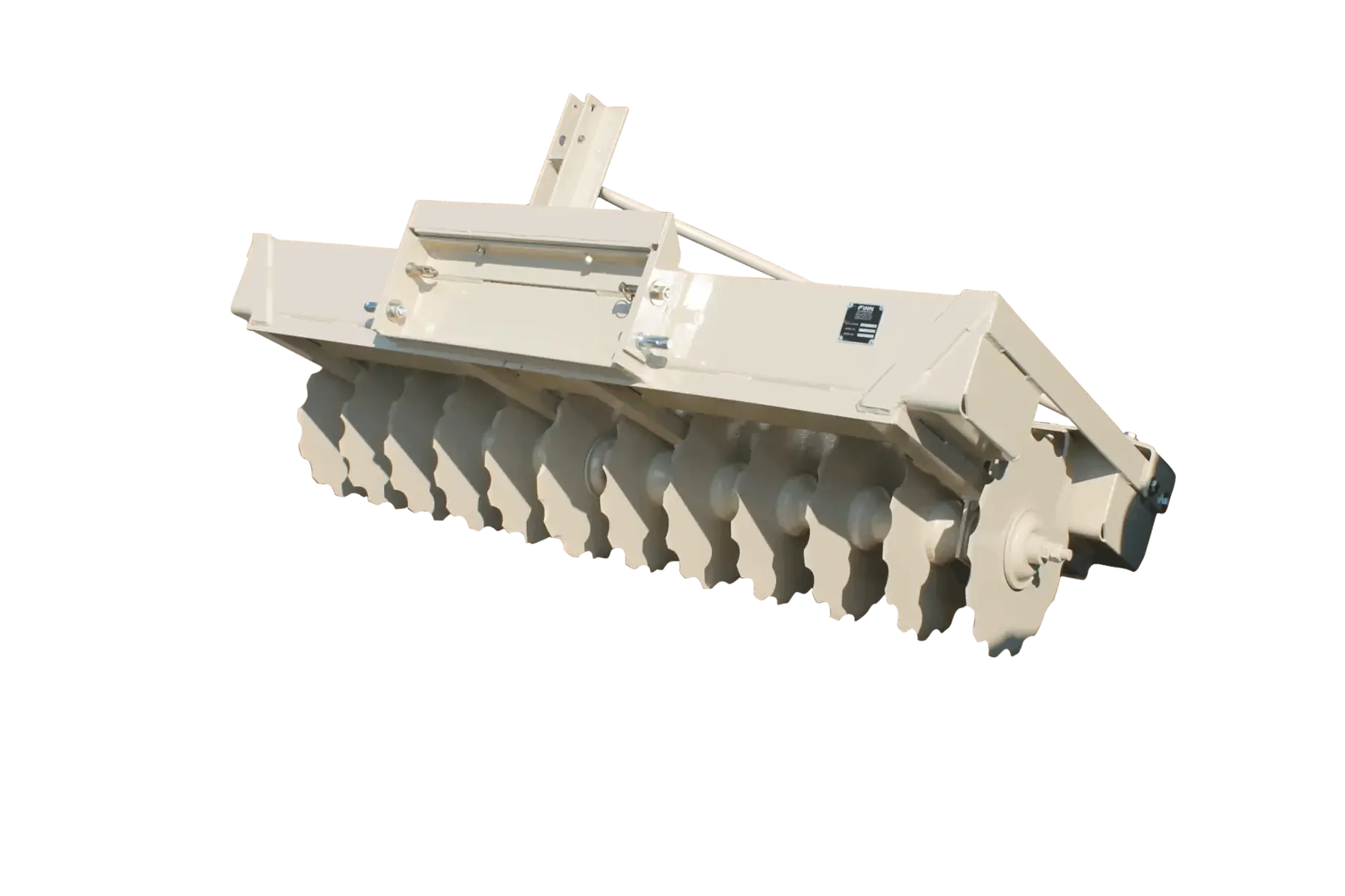 A beige mechanical device with multiple blades or scoops attached to a rotating drum, possibly used in industrial or mining applications.
