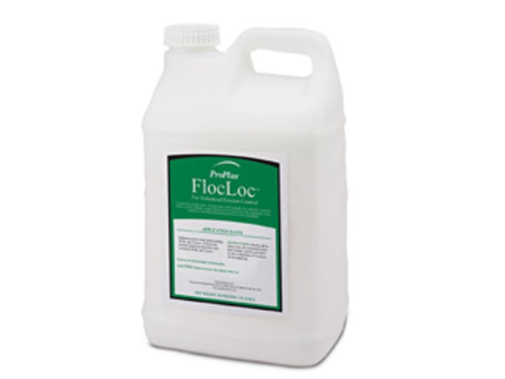 A white plastic container of Profarm FlocLoc, a water treatment chemical.
