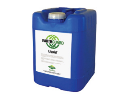 Blue plastic container of Earth Guard liquid