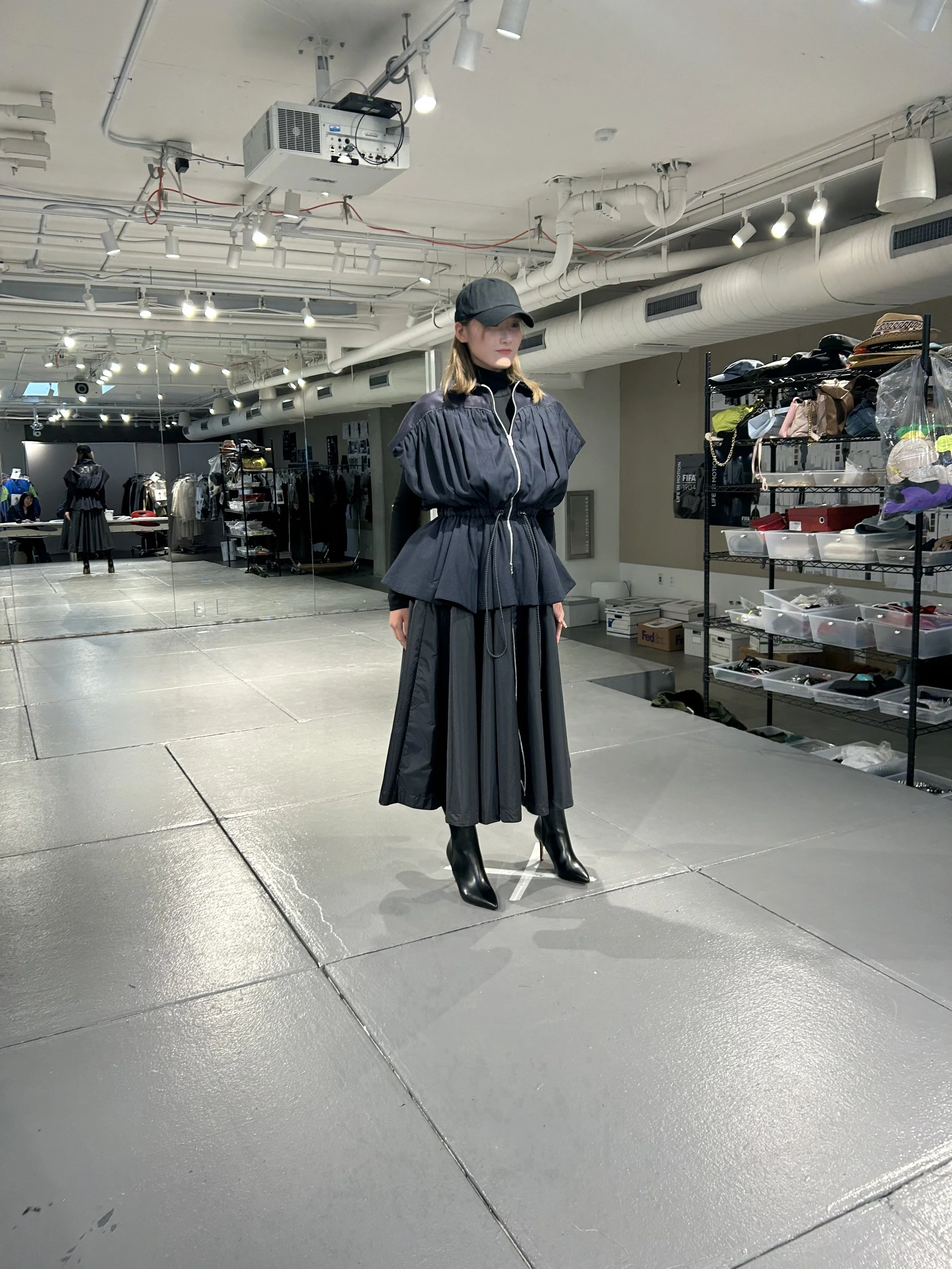 Photo from show model try-ons with final design and accessories.