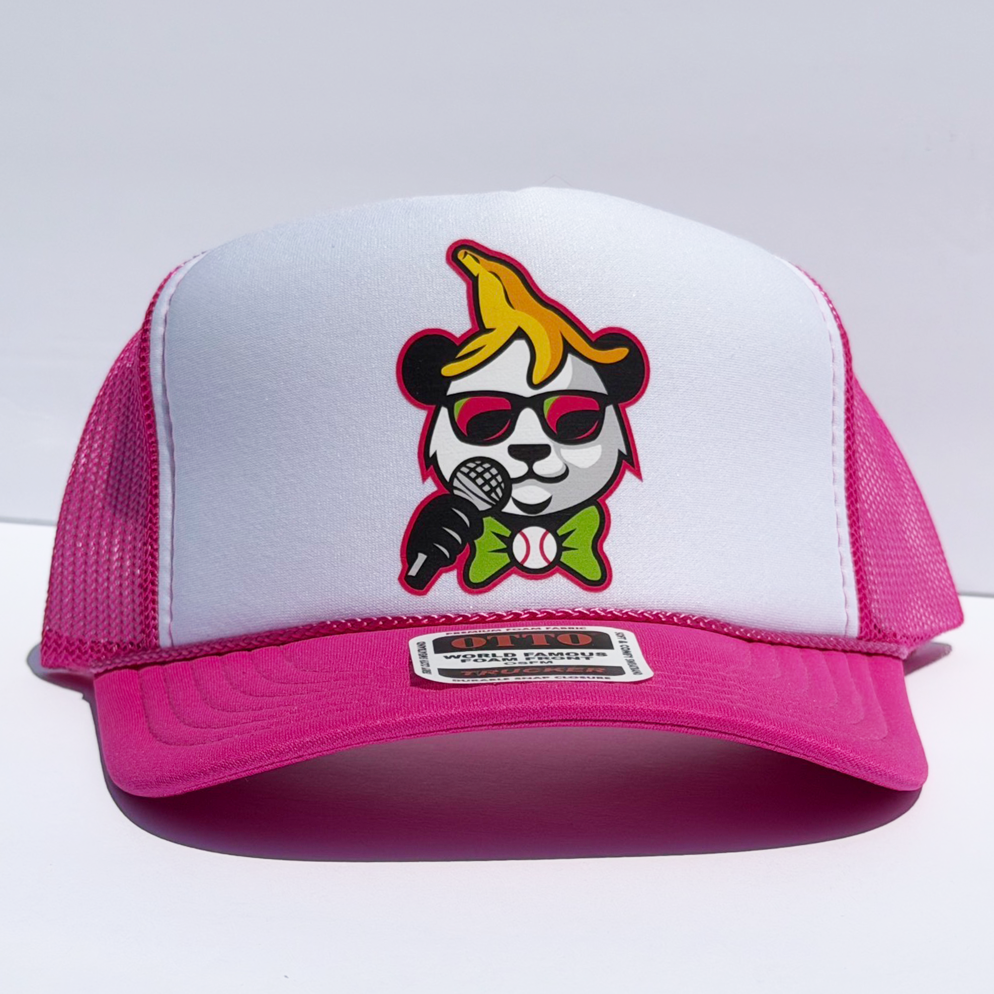 OTTO Panda Logo Trucker Hat - White/Pink