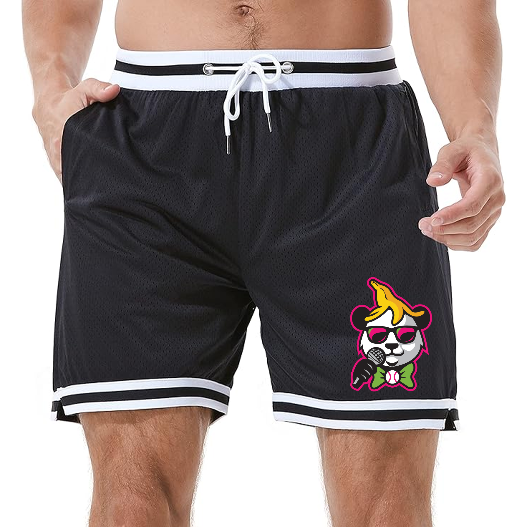 Panda Logo Black Basketball Shorts