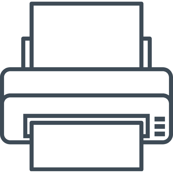 Outline drawing of a flatbed scanner with a document being scanned.