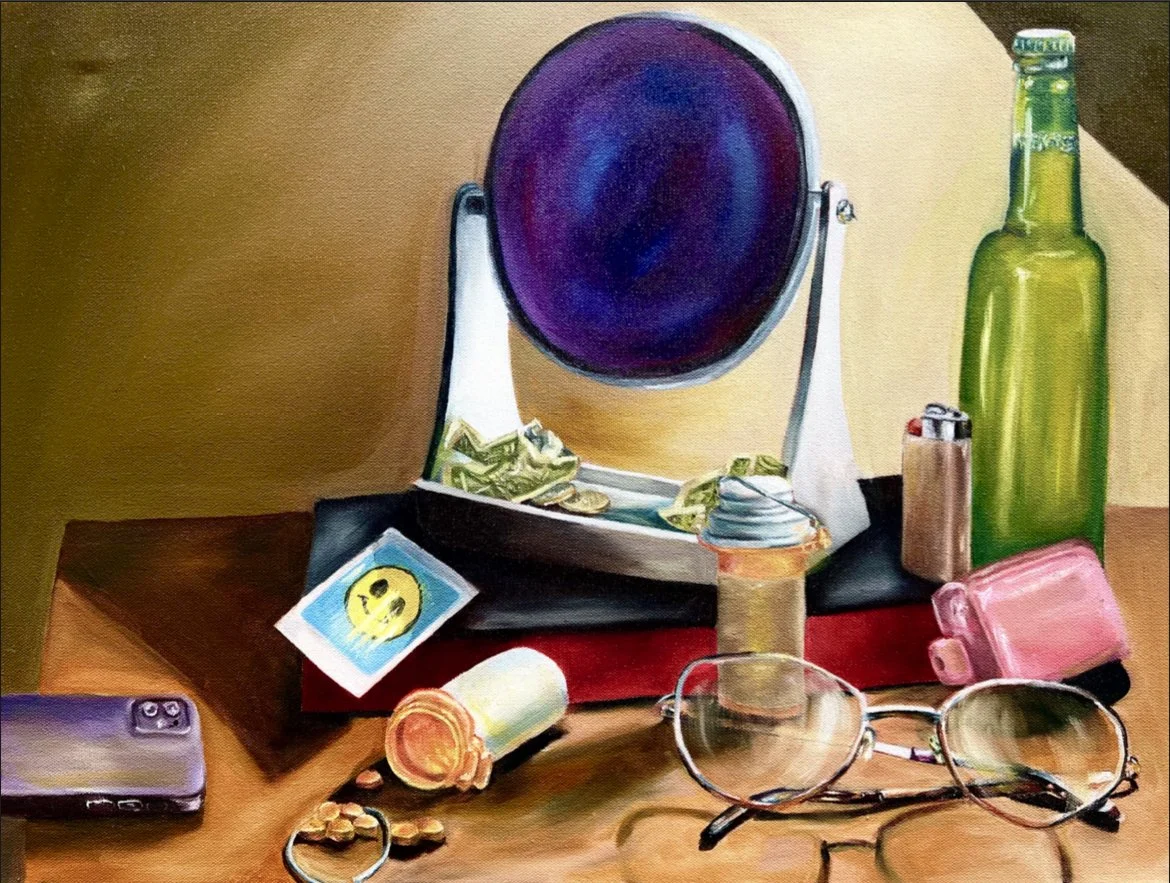 “The Necessities”, 2023, oil on canvas, 18x24 in.