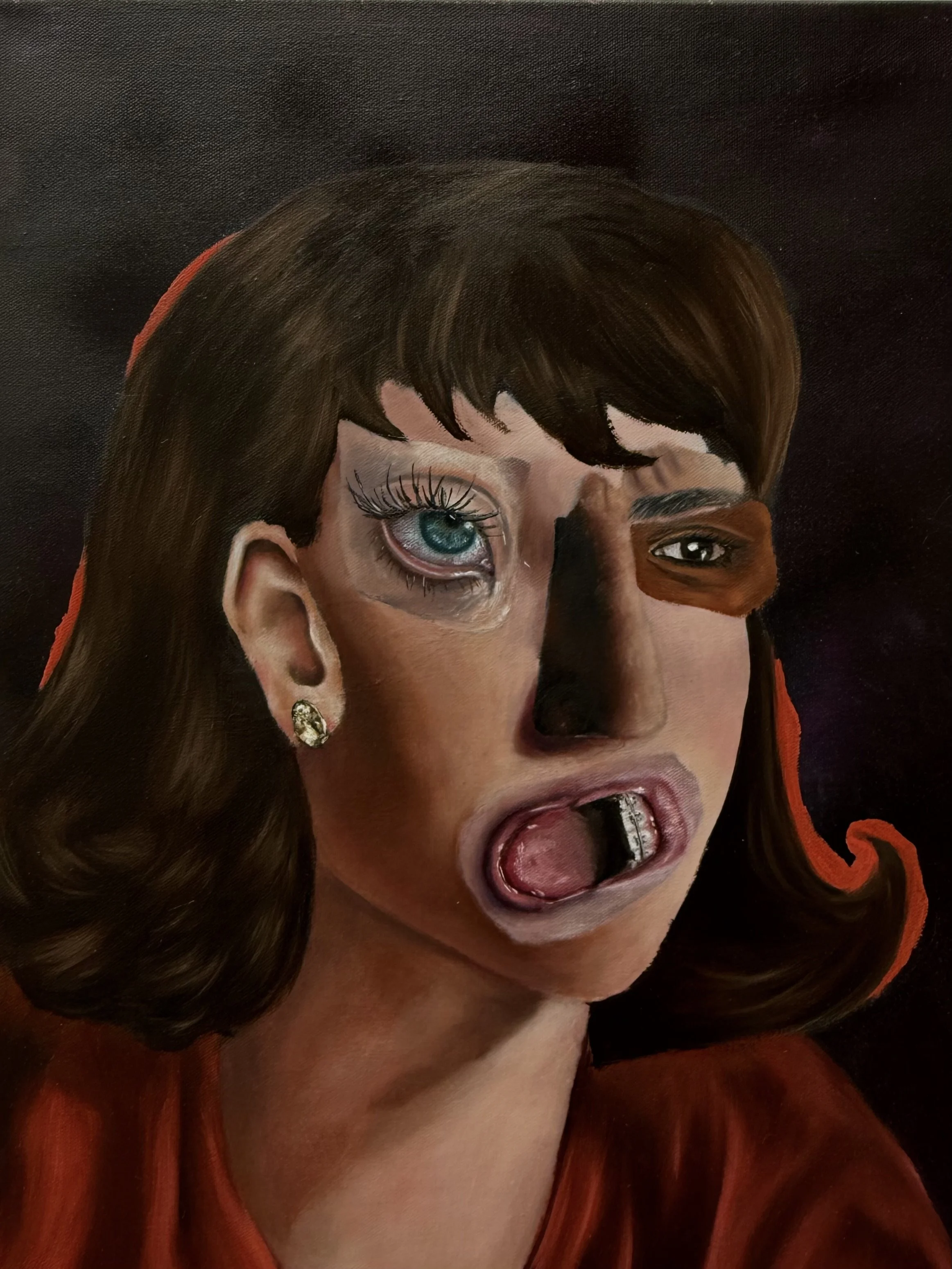 “When you look me in the eyes, do you ever see yourself looking back?”, 2025, oil on canvas, 