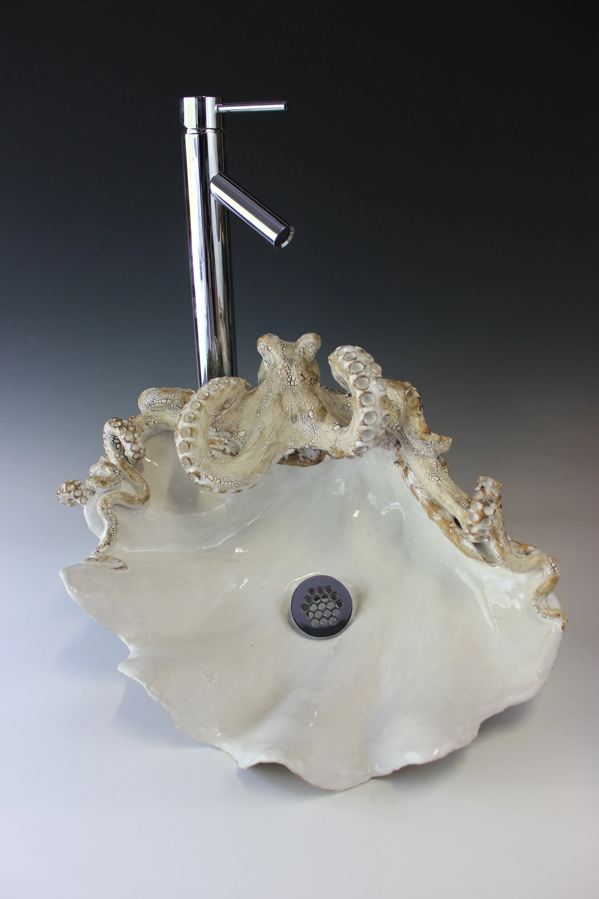 Giant Clam Shell and Octopus Vessel Sink