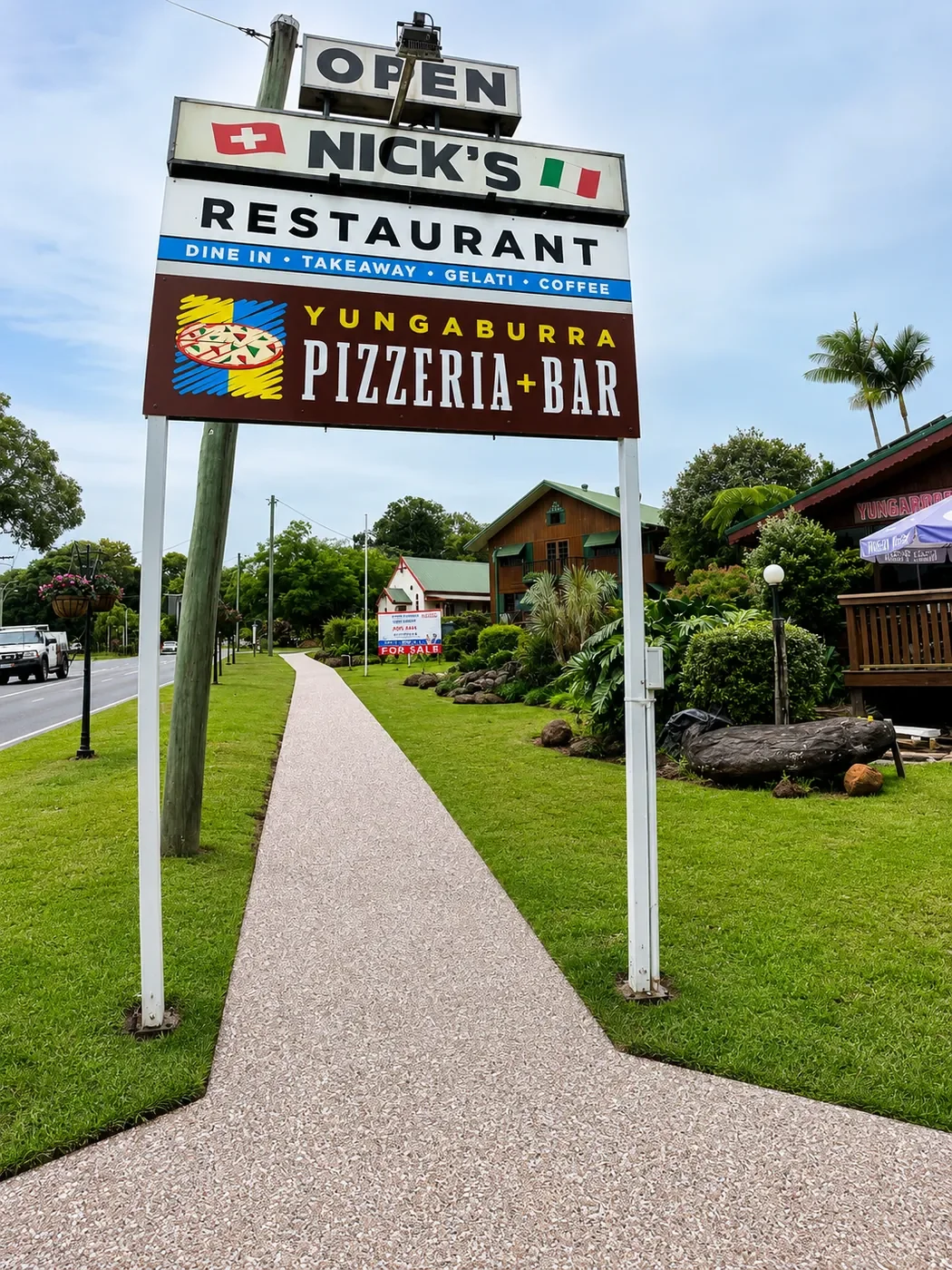 Finished exposed aggregate footpath in Yungaburra on the Atherton Tablelands.