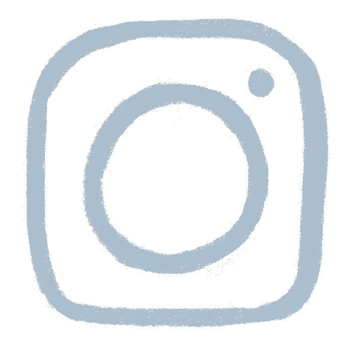 Hand-drawn instagram icon in blue.